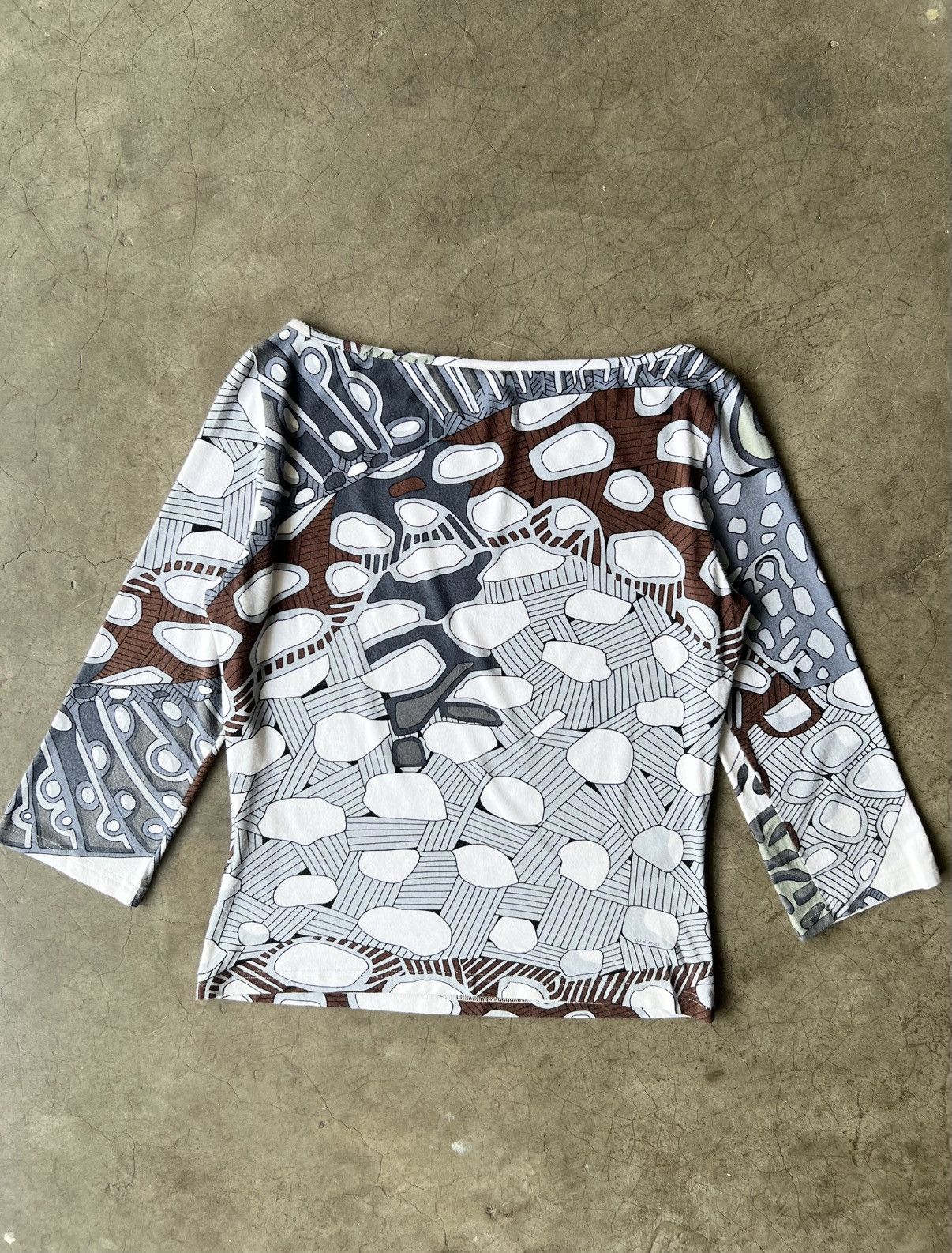 Hermes Old Hermés - Maison Martin Margiela Era - AOP Boat Neck Top Size L / US 10 / IT 46 - 5 Thumbnail