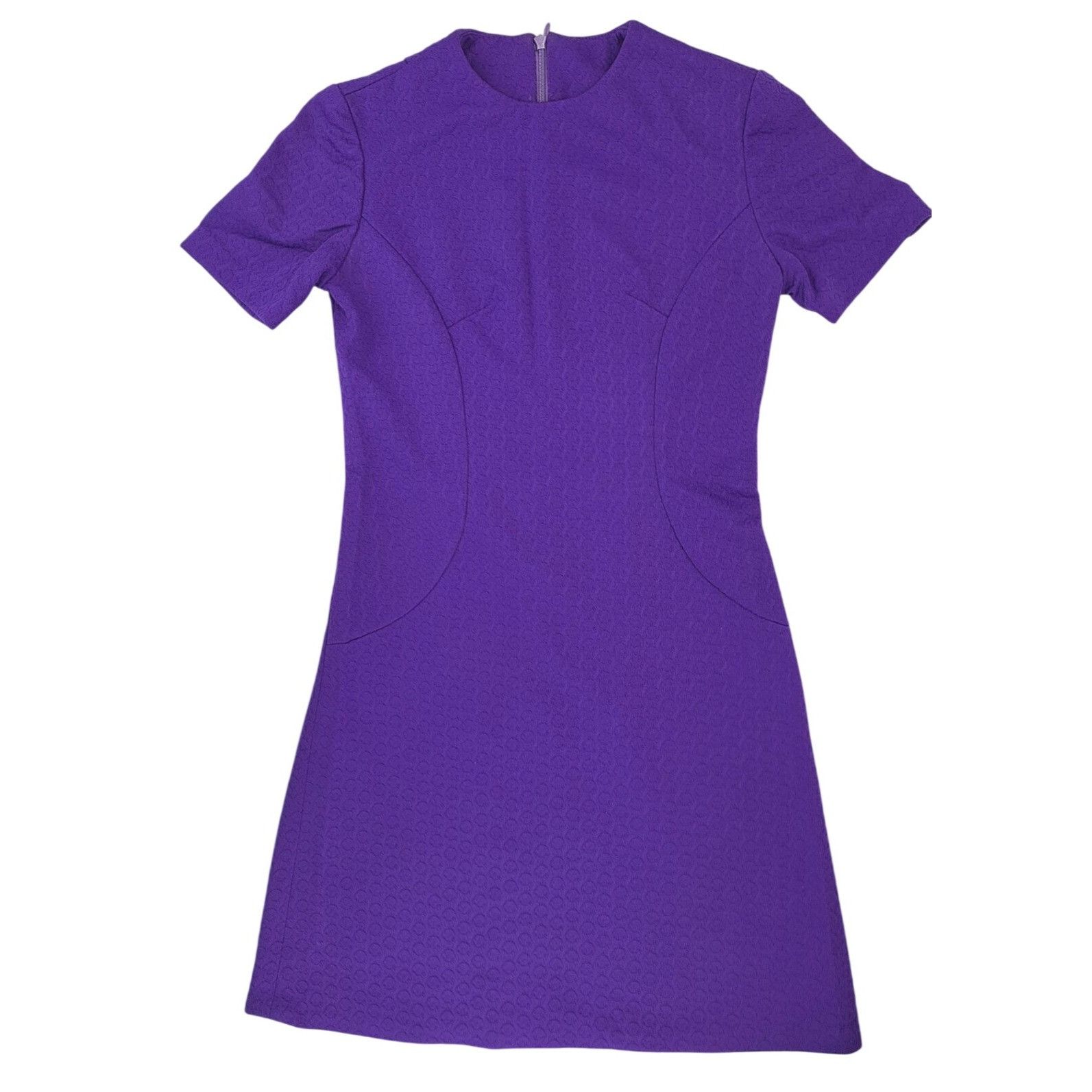 Handmade Vintage Handmade Purple Dress Textured Short Sleeve A-Line Size S / US 4 / IT 40 - 2 Thumbnail