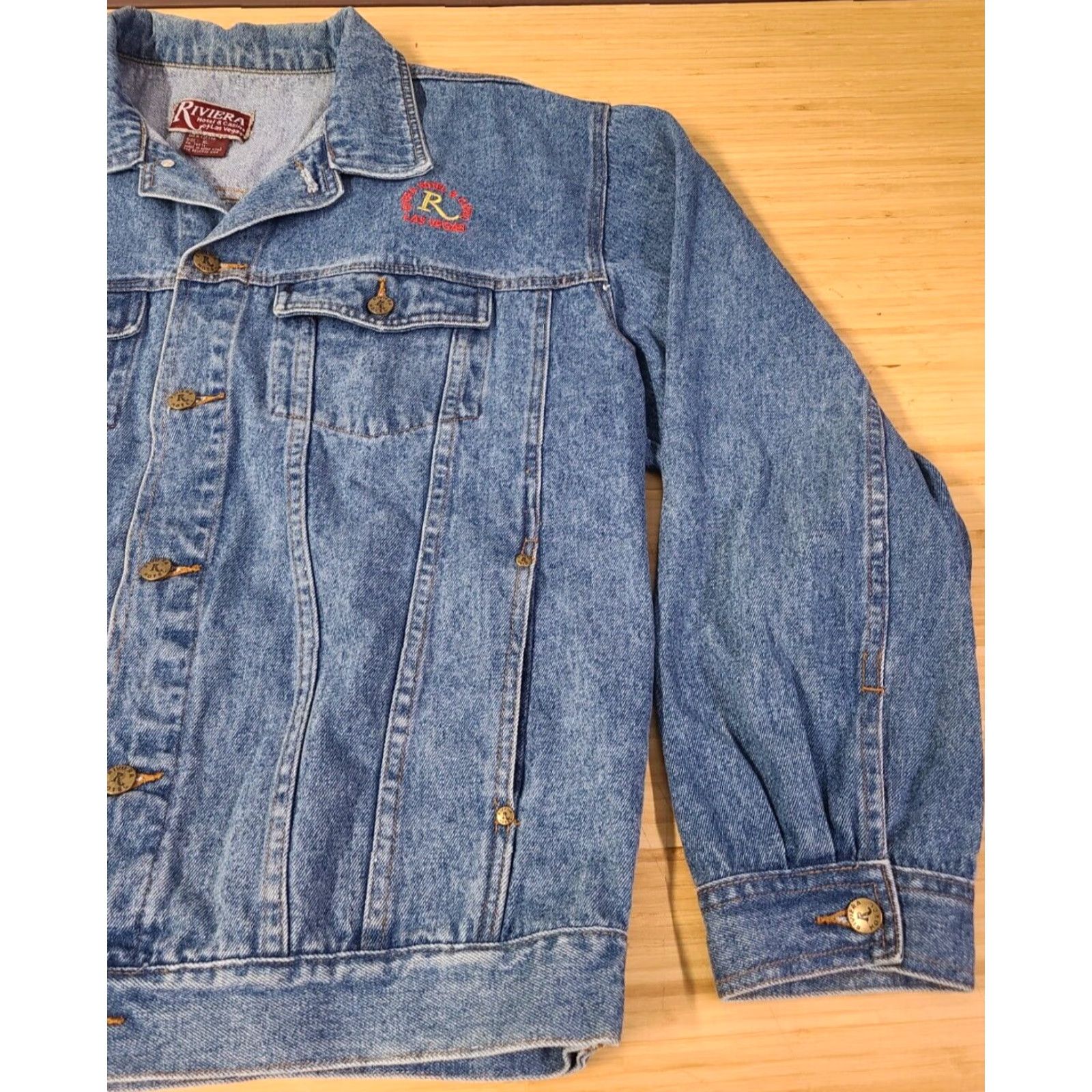 Rivieras VINTAGE Riviera Blues Denim Jacket Las Vegas 90s Nevada Mens XL Blue Jacket Size 40" / US 18 - 2 Thumbnail