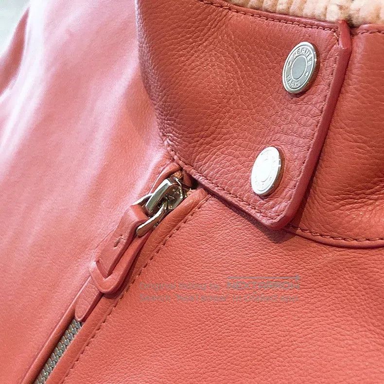 Hermes Hermes Watermelon pink cape-style calfskin leather jacket Size XS / US 0-2 / IT 36-38 - 5 Thumbnail