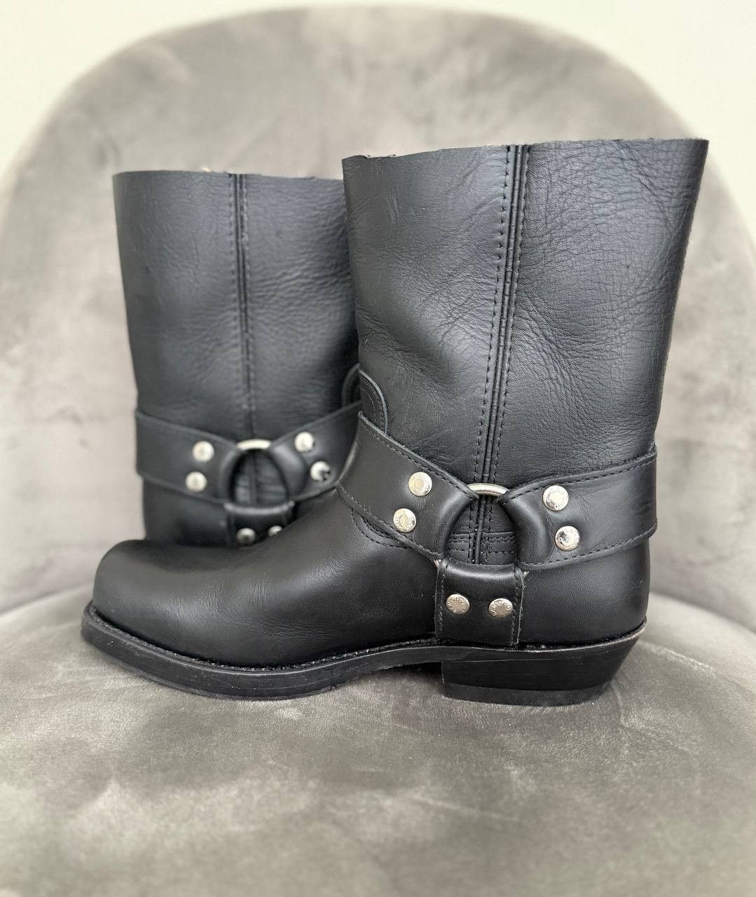 Sancho Boots Sancho Biker Cowboy shortened Black Leather Womens Boots Size US 7 / IT 37 - 3 Thumbnail