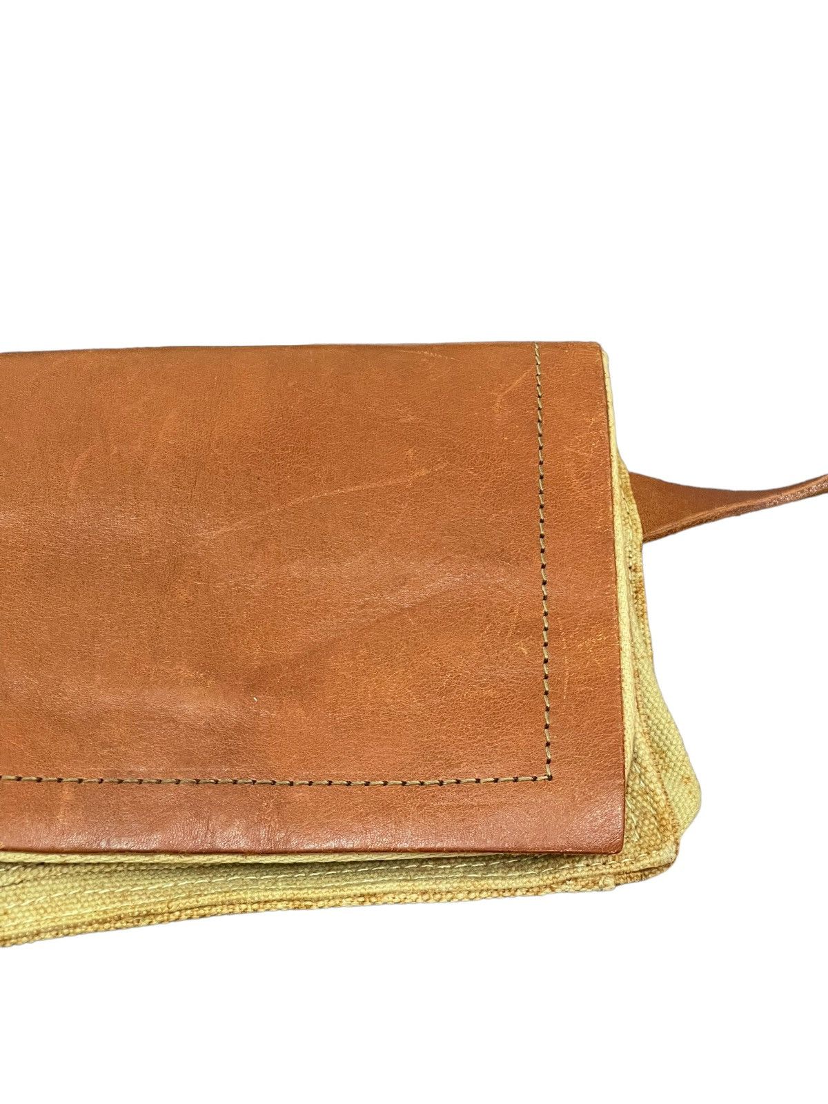 Japanese Brand Waist Bag Paquet Leather Cotton Canvas 3🟩 Size ONE SIZE - 6 Thumbnail
