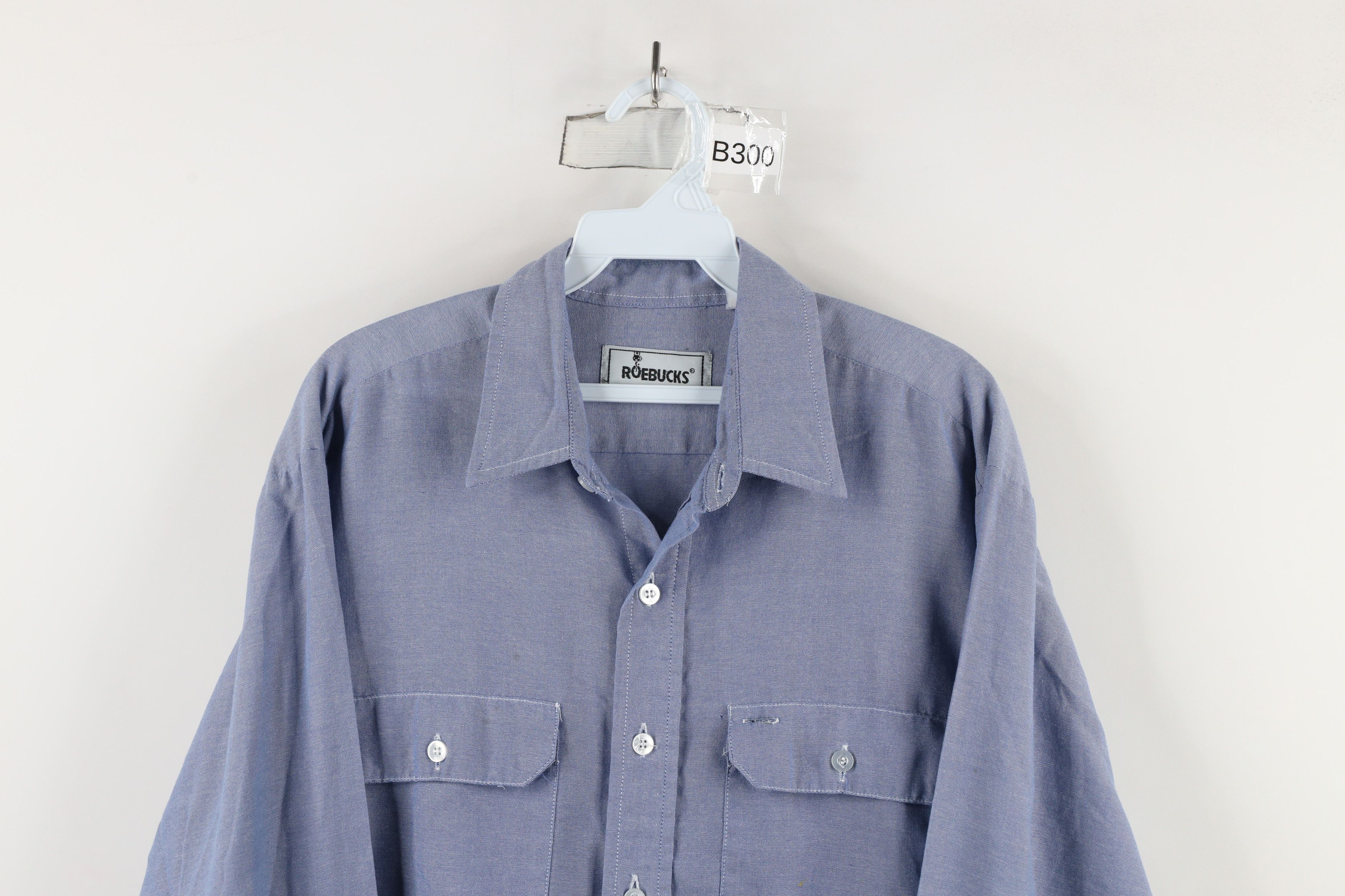 Vintage Vintage 90s Streetwear Chambray Workwear Button Shirt Blue Size US L / EU 52-54 / 3 - 2 Thumbnail