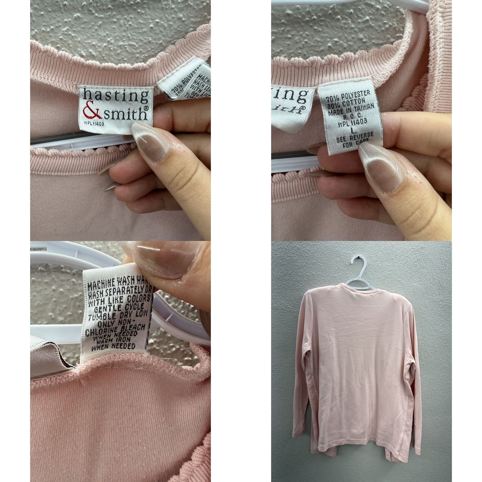 Vintage Womens Hasting & Smith Shirt Long Sleeve Button Up Pink L Regular Size Womens Size L / US 10 / IT 46 - 8 Thumbnail