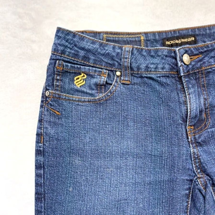 Rocawear VINTAGE Rocawear Jeans Womens Low Rise Embellished Embroidered Pockets Skinny Size 7 Blue 5-Pocket Denim Cotton Spandex Slim 32in Inseam Size 28" / US 6 / IT 42 - 3 Thumbnail