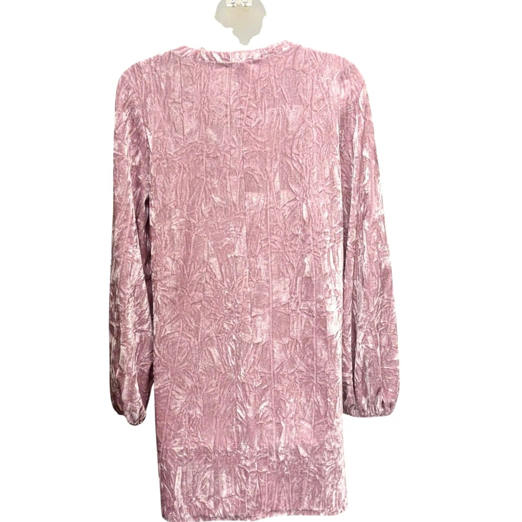 Vintage ABound Pink Velvet Mini Dress Long Sleeve Boho Festival Y2K Style Adult XS Womens Size XS / US 0-2 / IT 36-38 - 2 Thumbnail