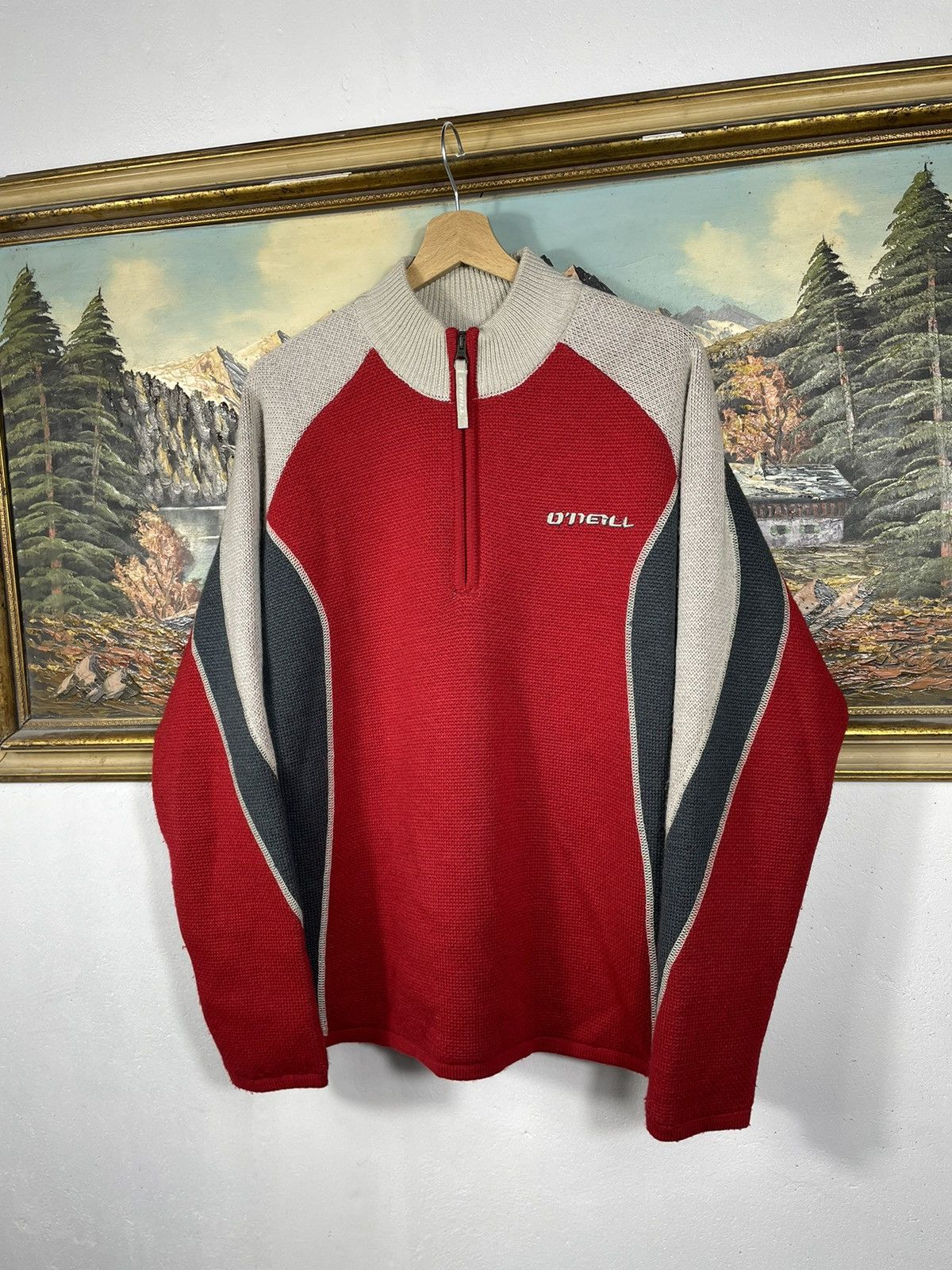 O'Neill × Vintage Vintage O’Neill Surf Wear Wool Sweater Crewneck Pull Zip 1/3 Size US L / EU 52-54 / 3 - 3 Thumbnail