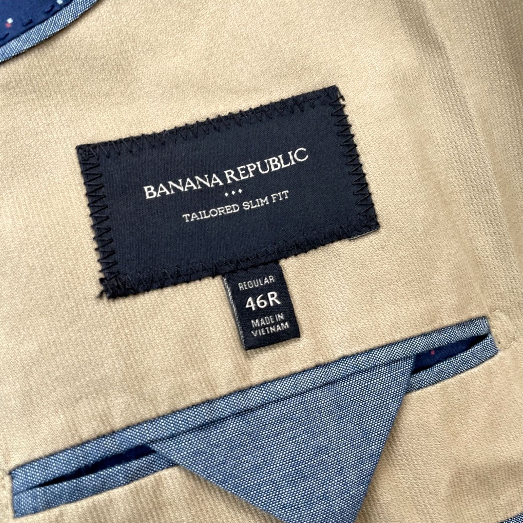 Banana Republic Banana Republic Jacket Mens 46 Beige 46R Blazer Coat Tailored Slim Polka Dot Lined Size 46R - 4 Thumbnail