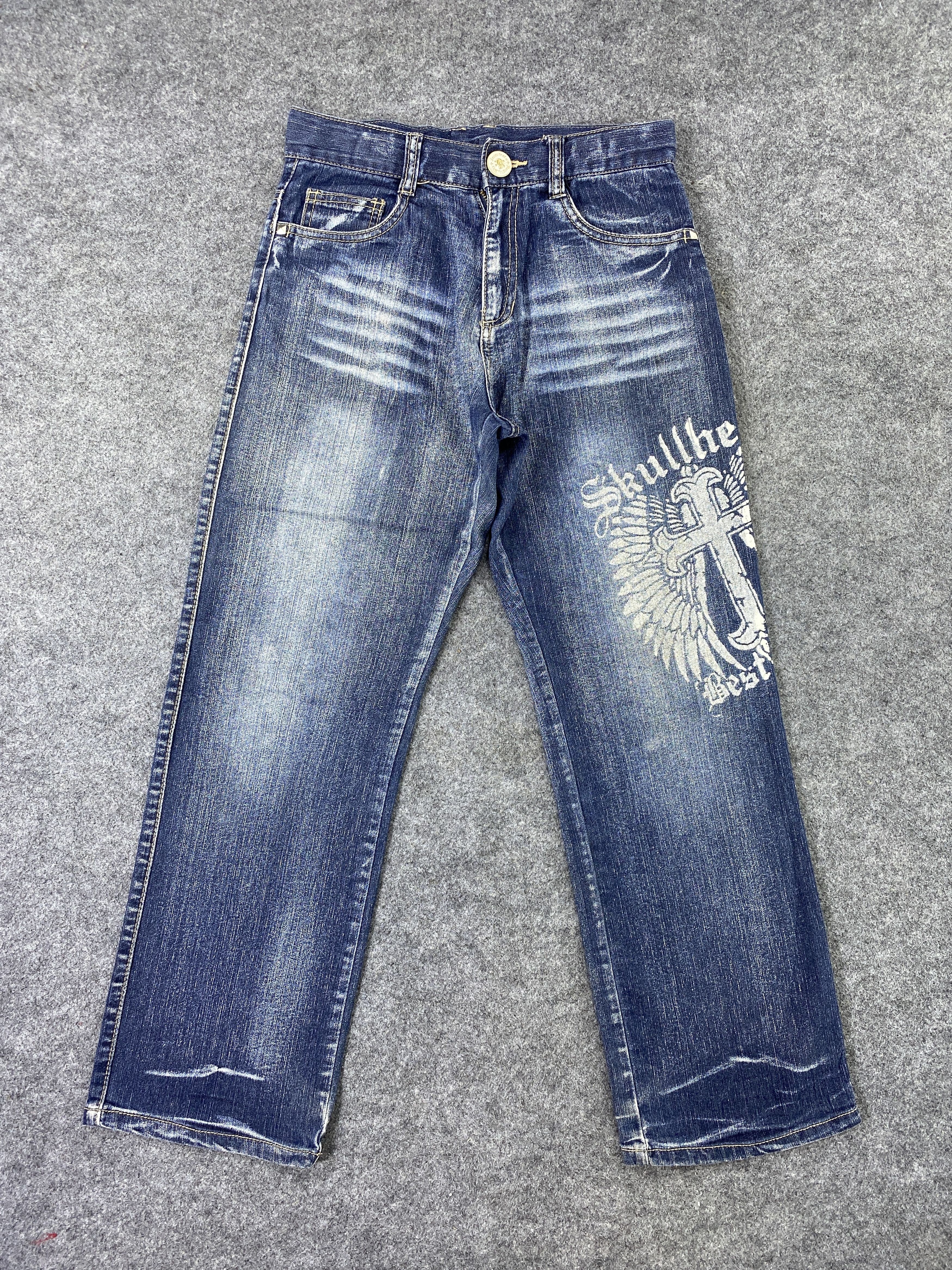 Japanese Brand Flag Stone Blue Wash Jeans - J982 Size US 27 - 1 Thumbnail