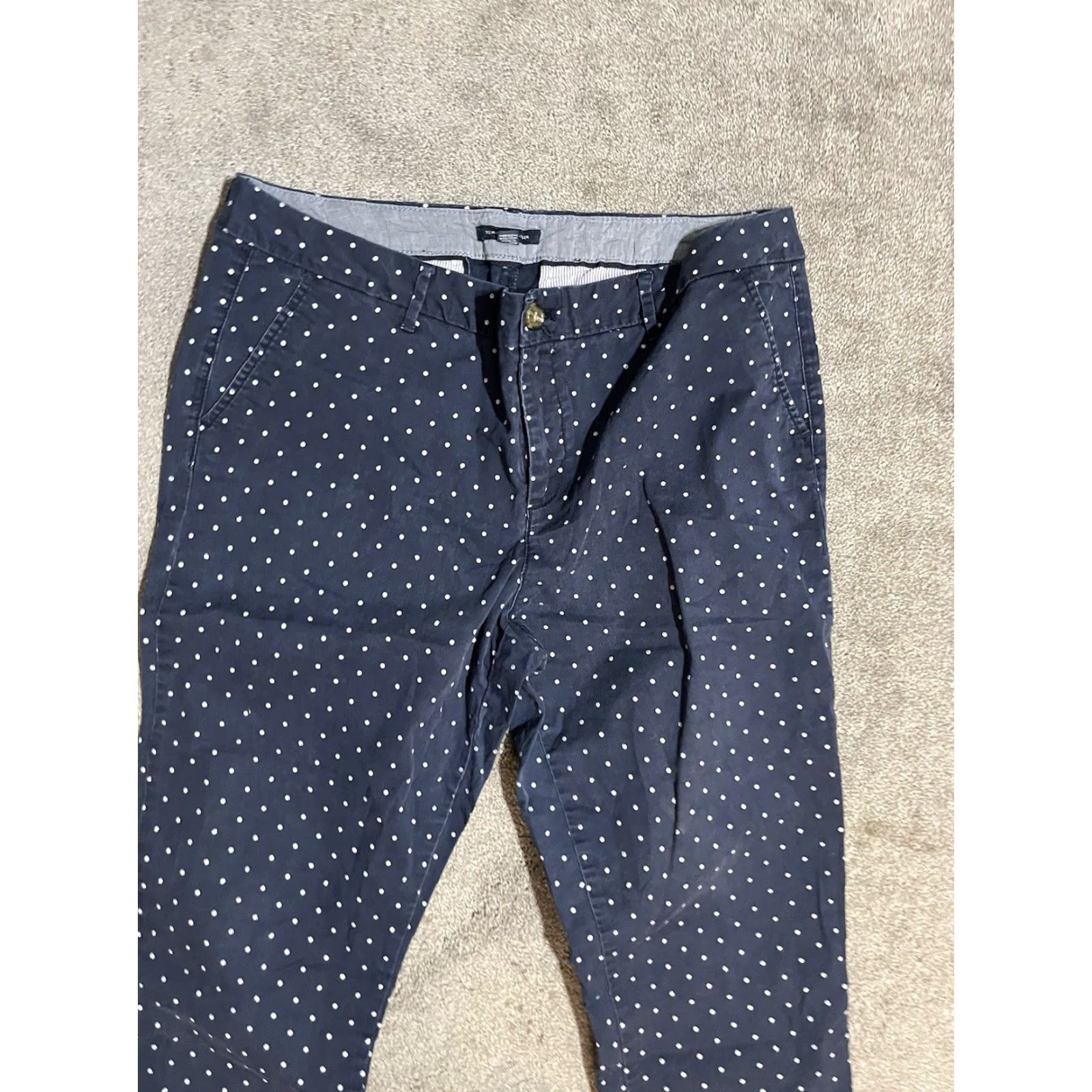 Tommy Hilfiger Tommy Hilfiger Women's Dress Pants Skinny Stretch Cotton Navy Polka-Dot Size 14 Blue Str ar? Size 36" / US 14 / IT 50 - 2 Thumbnail
