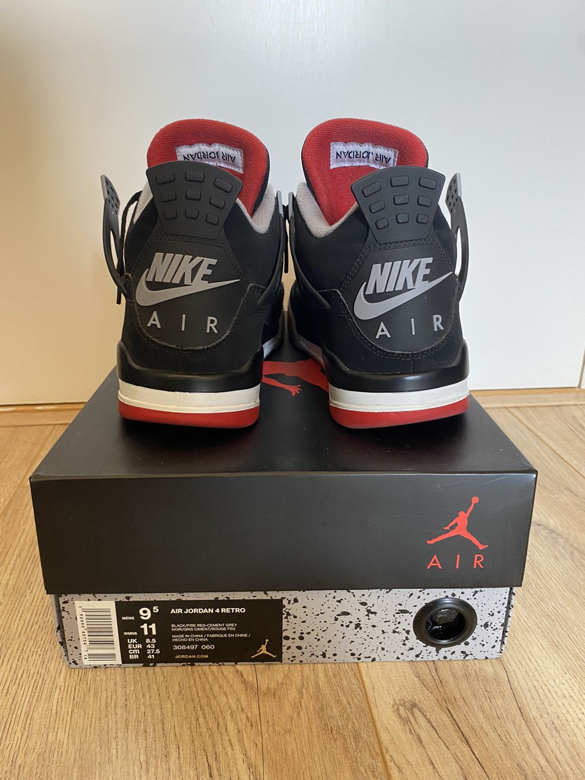 Jordan Brand × Nike Air Jordan 4 retro bred 2019 Size US 9.5 / EU 42-43 - 4 Thumbnail