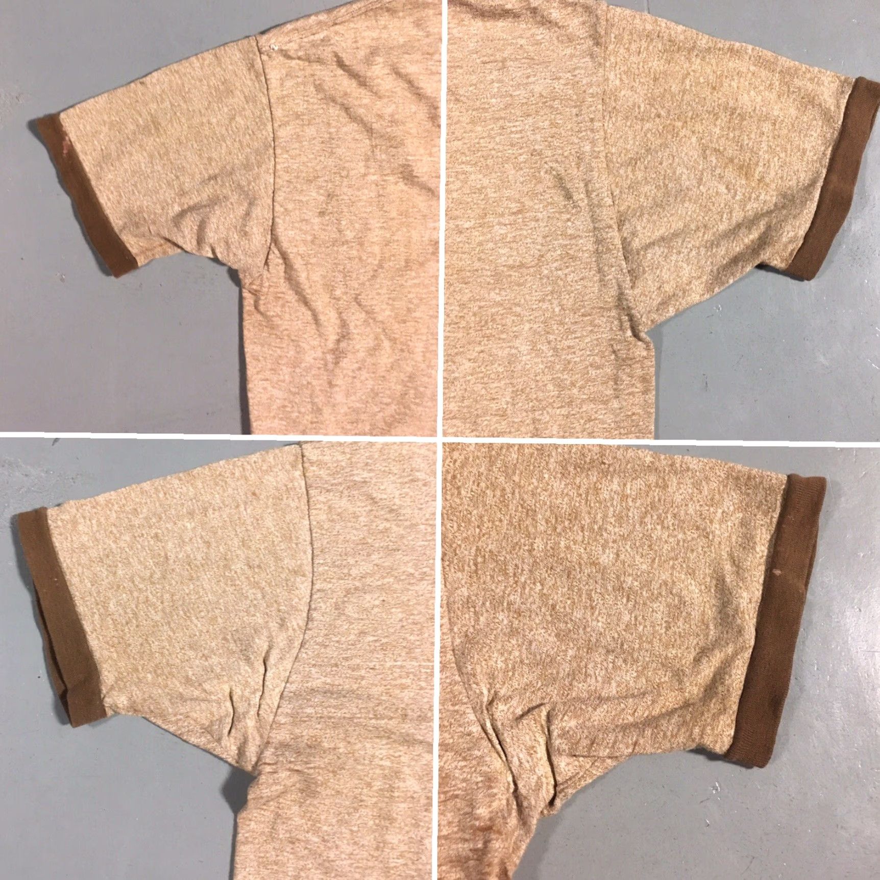Vintage VINTAGE Towncraft XL Brown Ringer Tee T-Shirt Short Sleeve Men 60s 70s Distressed From Wear XL Brown Heather Vintage Basic Tee Sportswear/Beach Mens Size US XL / EU 56 / 4 - 6 Thumbnail