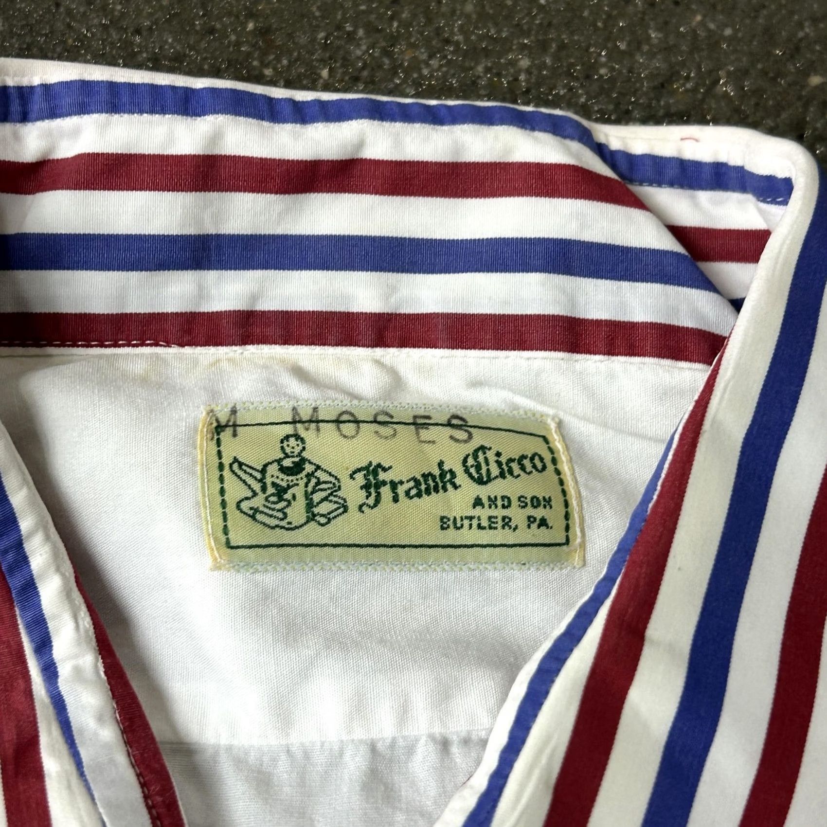 Vintage VINTAGE Frank Cicco Shirt Mens Large White Contrast Stripe Collar Cuffs Custom USA Size US L / EU 52-54 / 3 - 4 Thumbnail