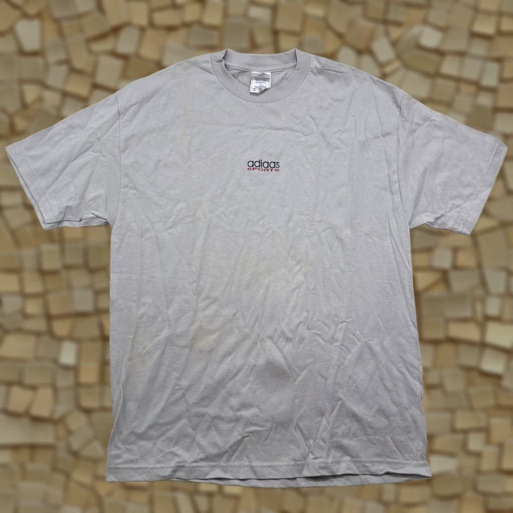 AAA VINTAGE Adidas Sports Graphic Tee Mens XL Center Spell Out Logo Grey 90s AAA Shirt Size US XL / EU 56 / 4 - 1 Thumbnail
