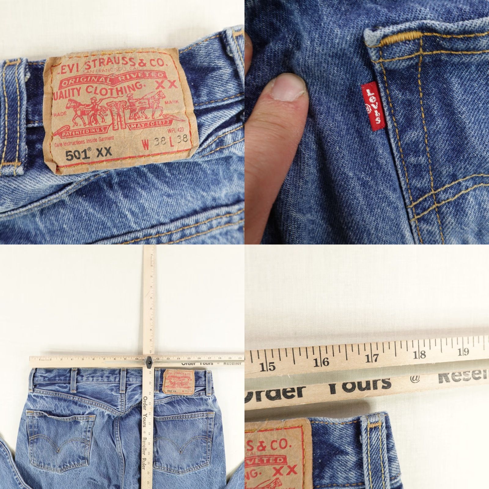Levi's VINTAGE Levi's 501 XX Jeans Mens 38x34 Denim Blue Regular Fit Y2K Button Fly Pockets Size US 34 / EU 50 - 8 Thumbnail