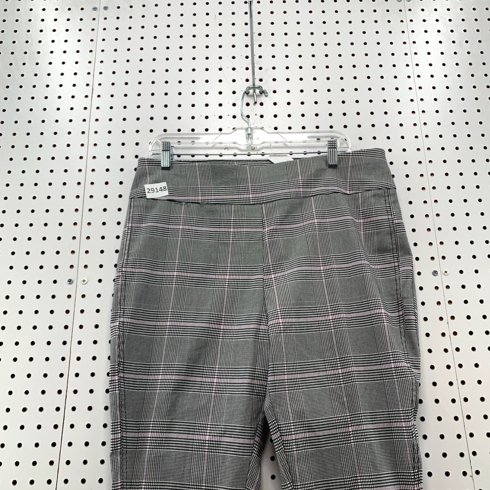 Vintage VINTAGE New York & Co Women XL Tapered Leg Trouser Pants Plaid Black Pink 34x27 Size 40" / US 18 - 6 Thumbnail