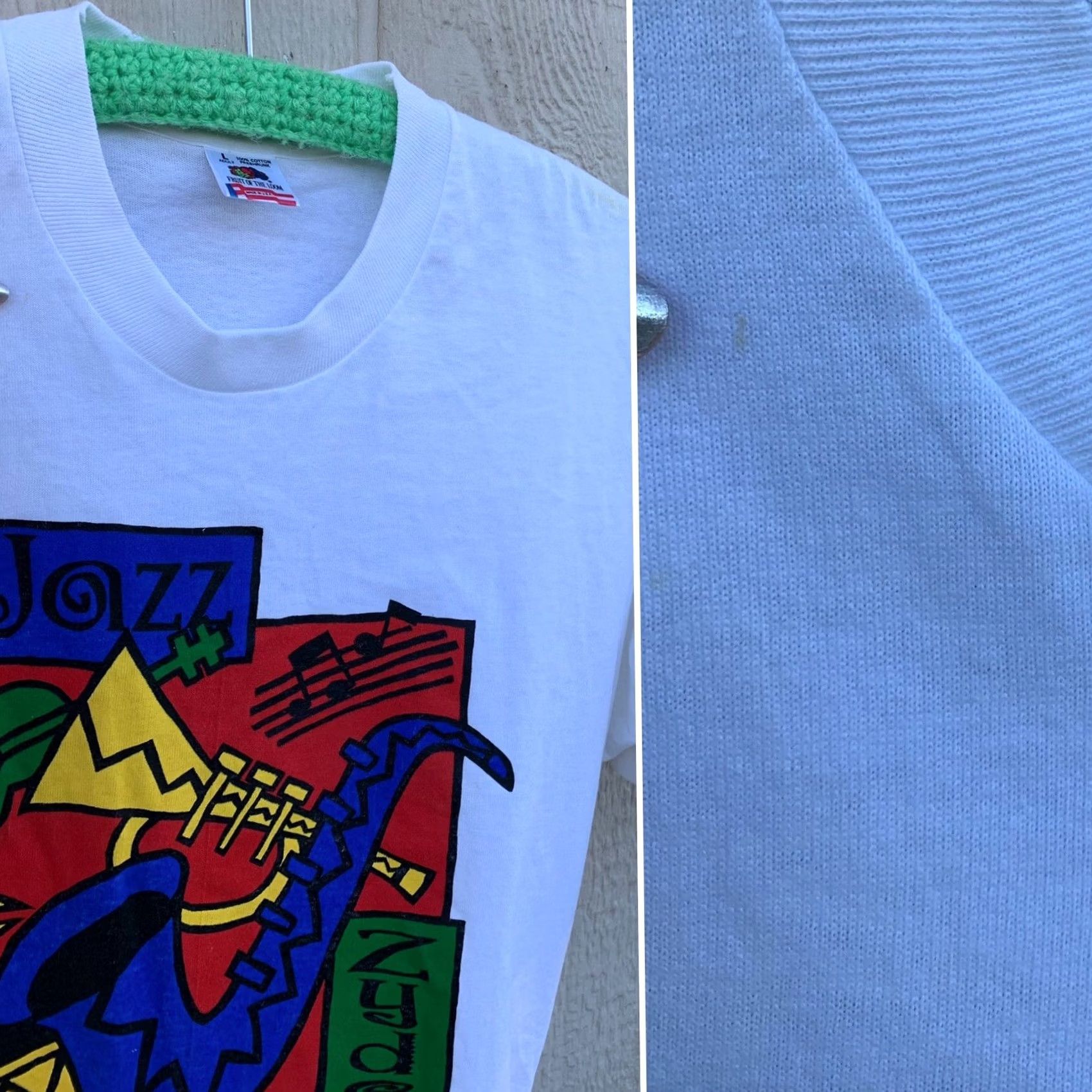 Fruit Of The Loom vintage New Orleans Jazz Zydeco t-shirt Out of Hand Graphics 1993 single stitch L White Cotton Men Graphic Tee Size US L / EU 52-54 / 3 - 7 Thumbnail