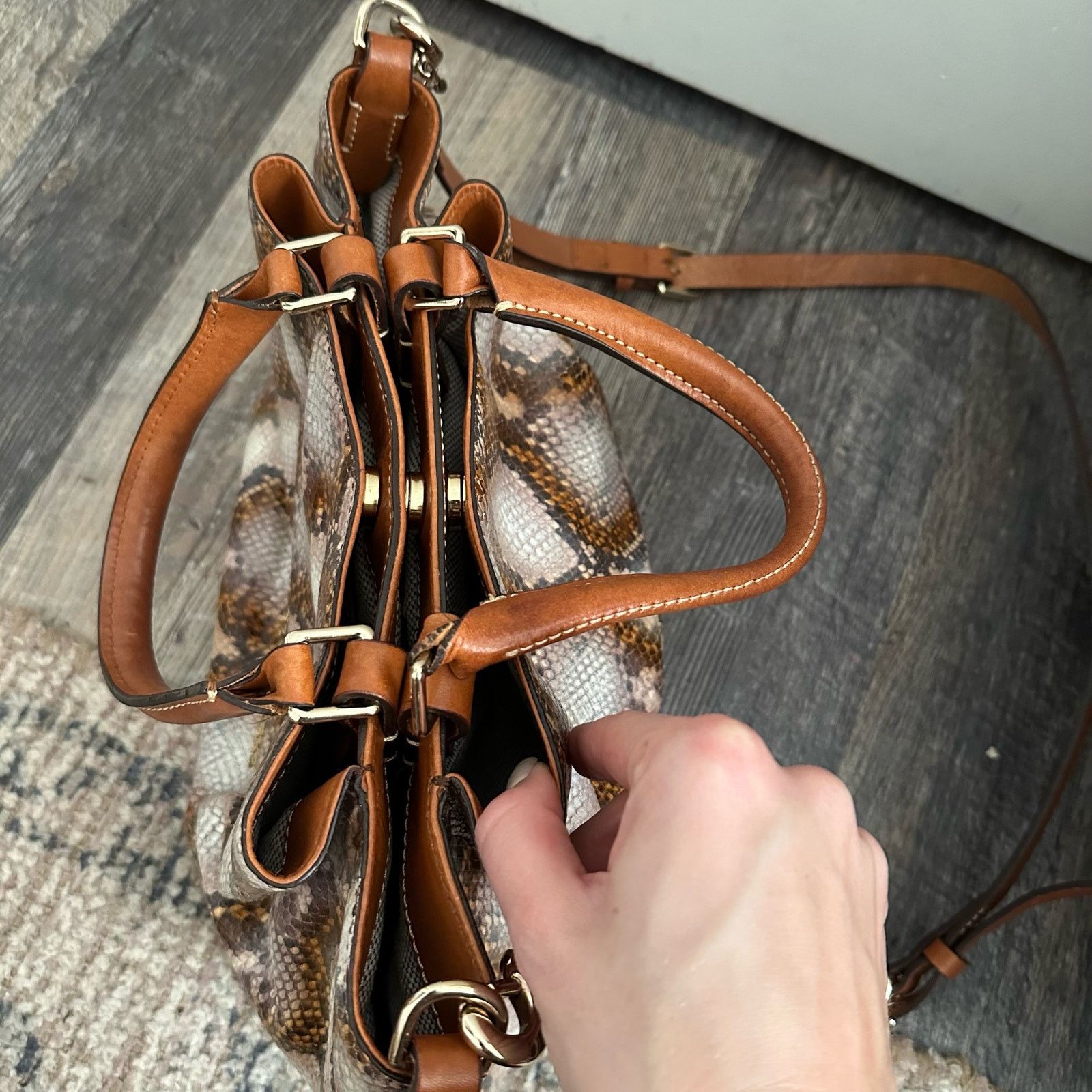 Dooney & Bourke Dooney & Bourke City Python Embossed Leather Barlow Satchel Size ONE SIZE - 4 Thumbnail