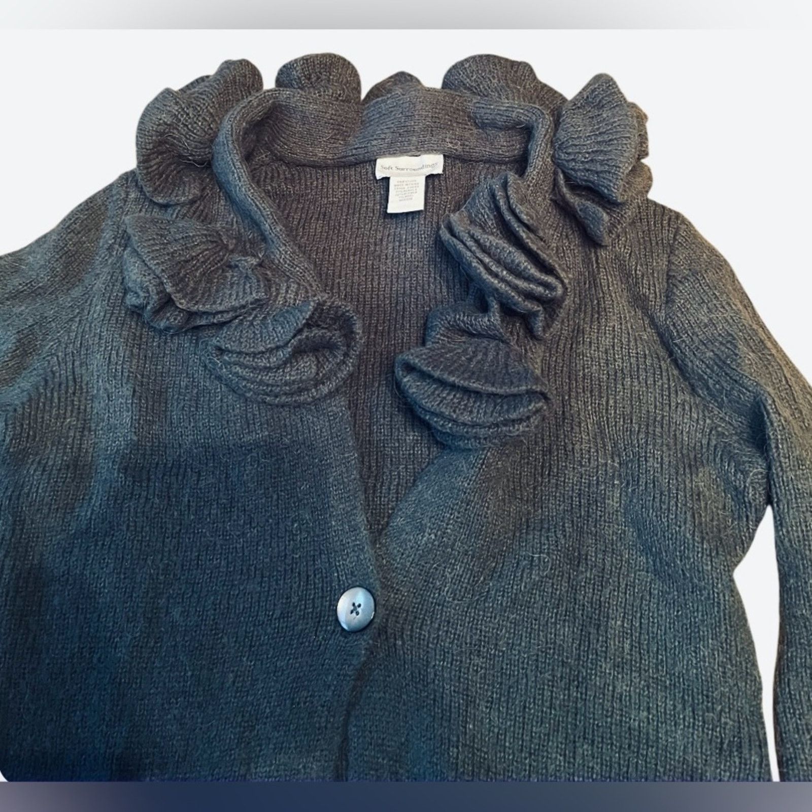 The Unbranded Brand Soft Surroundings 1 button rosette alpaca blend cardigan, M Size M / US 6-8 / IT 42-44 - 3 Thumbnail