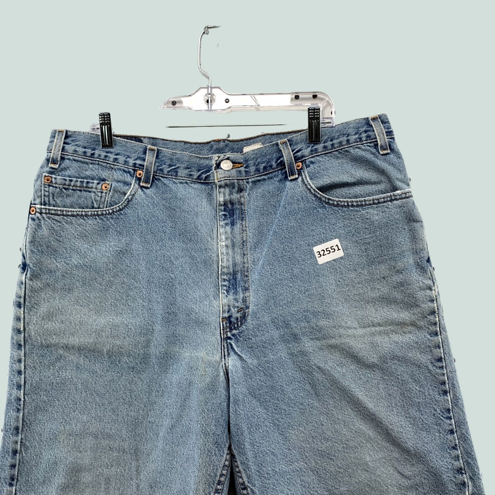 Levi's VINTAGE Levi's 550 Denim Shorts Mens 38x10 Blue Made USA JORTS 90s Bermuda 10in Inseam Mens Size US 38 / EU 54 - 1 Thumbnail