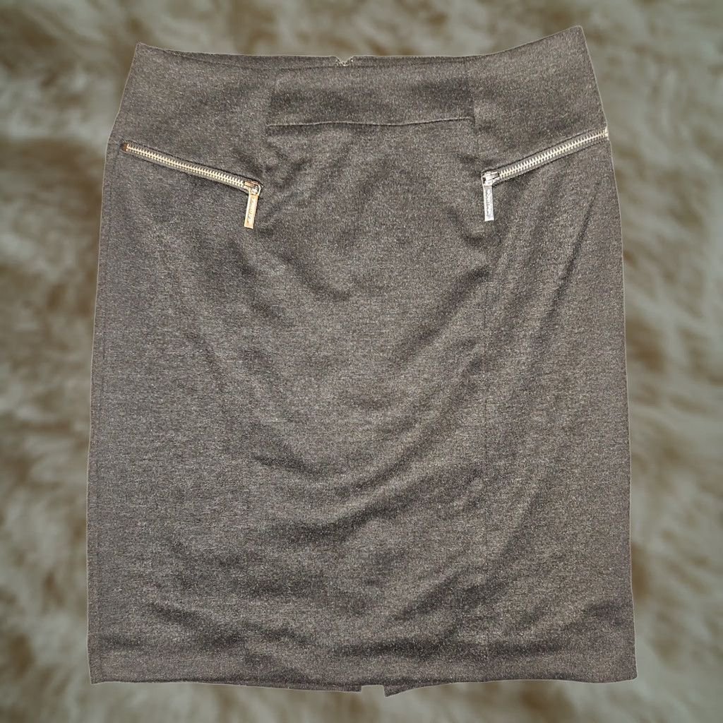 Michael Kors VINTAGE Michael Kors Pencil Skirt Women's 8 Gray 1/4 Zip Slit Zipper Accents Preppy Size 30" / US 8 / IT 44 - 1 Thumbnail