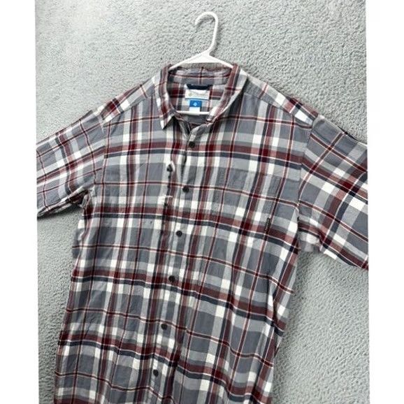 Vintage VINTAGE Columbia Shirt Men XLT Tall Grey Red Plaid Button Up Long Sleeve 100% Cotton NEW Size US XL / EU 56 / 4 - 7 Thumbnail