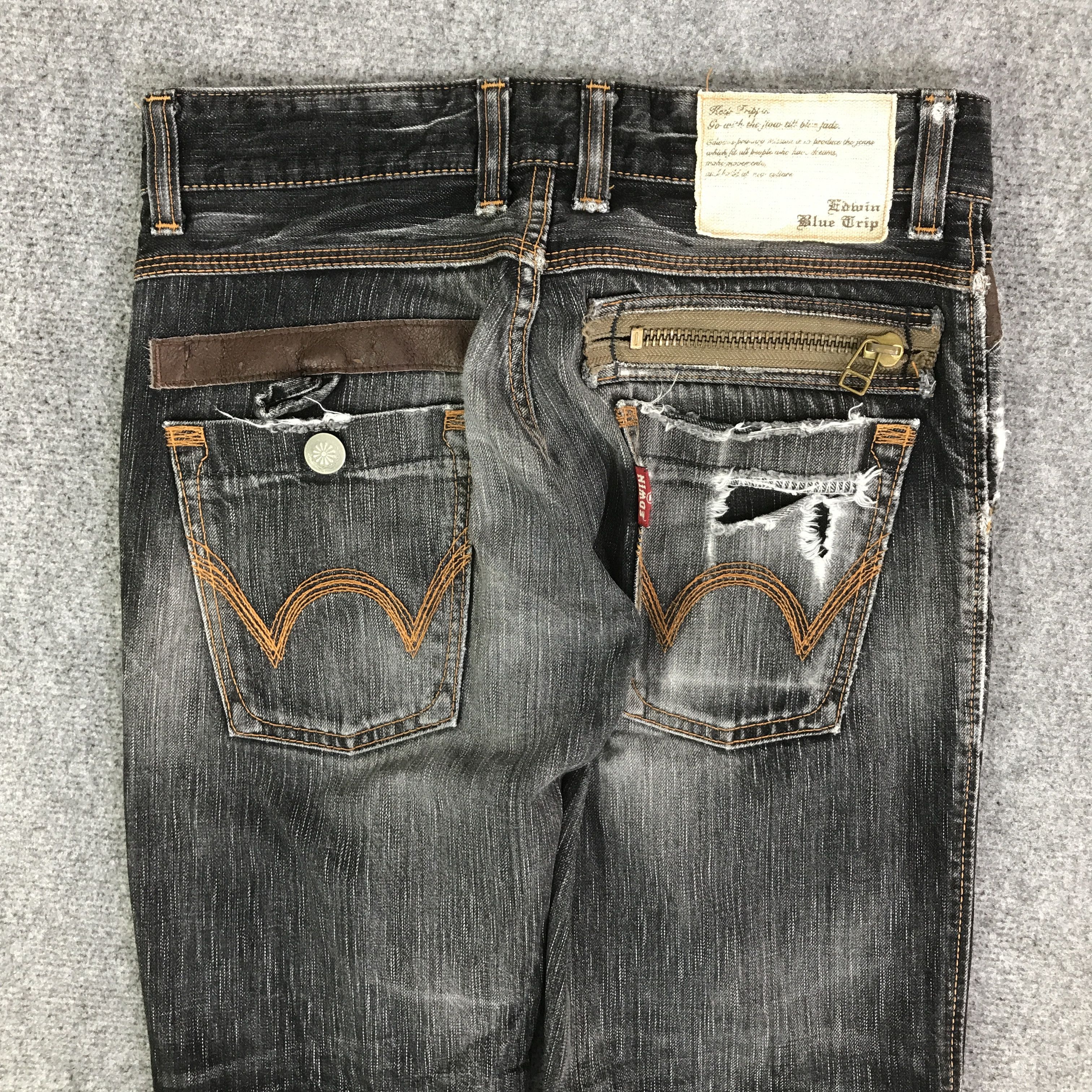 Edwin EDWIN BLACK FADED DENIM DISTRESSED JEANS PANTS K74B19 Size US 28 / EU 44 - 5 Thumbnail