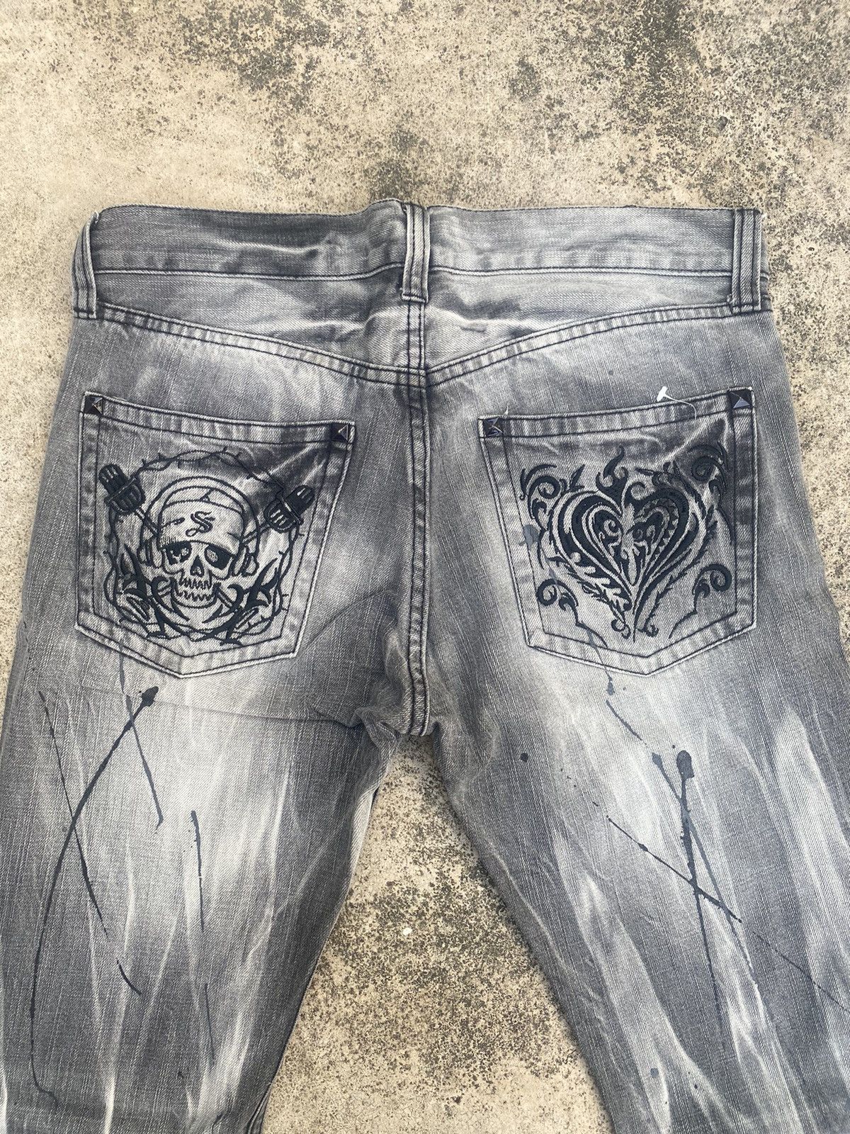 If Six Was Nine × Japanese Brand Flare Jeans Sorridere Honeycomb Painted Splash Size US 32 / EU 48 - 22 Thumbnail