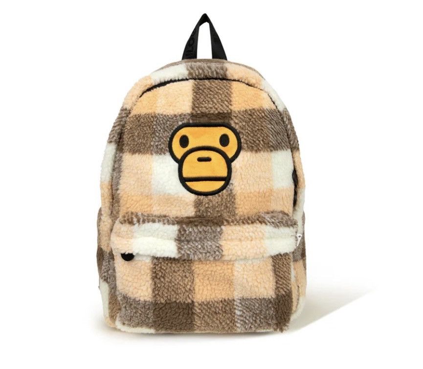 Bape Bape Brown Plaid Baby Milo Medium backpack fur Size ONE SIZE - 1 Thumbnail