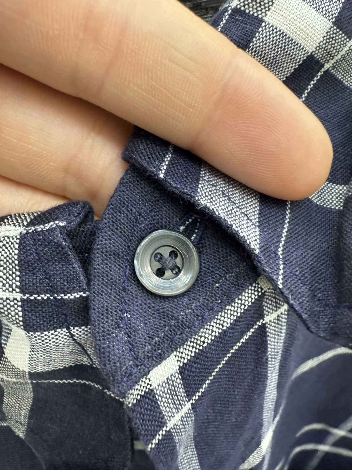 Hermes Hermes Gold Button Linen Check Detachable Сollar Shirt Size US L / EU 52-54 / 3 - 8 Thumbnail