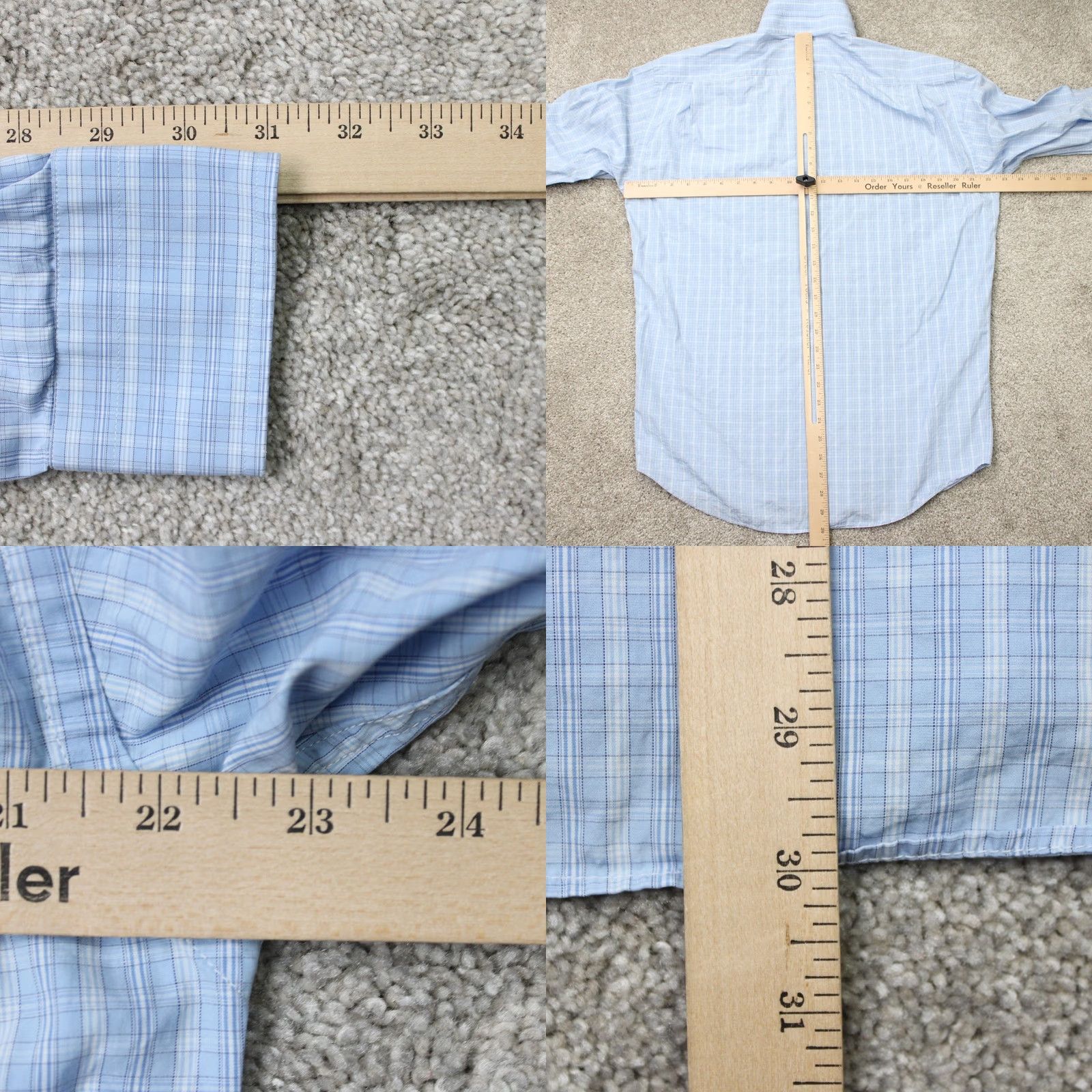 Canali Canali Dress Shirt Mens 15 1/2 39 Blue Check 100% Cotton Long Sleeve Button Up Shirt Mens Regular Blue Check Version Size 42R - 8 Thumbnail