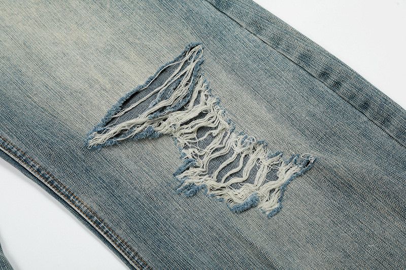 Jean Men's ripped straight blue vintage washed distressed jeans Size US 34 / EU 50 - 5 Thumbnail