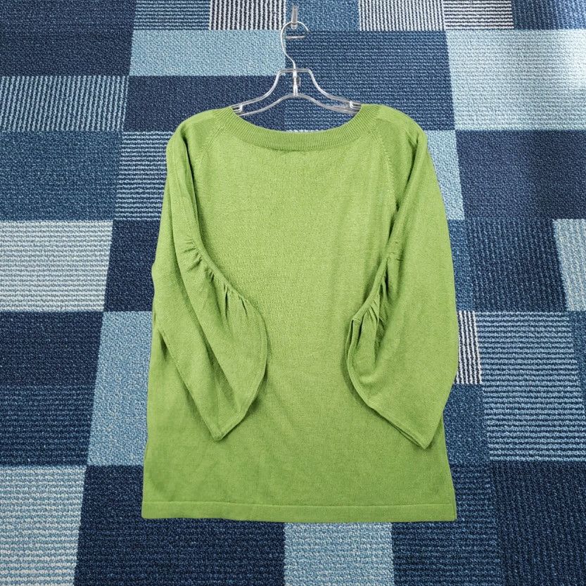 Worthington Worthington Blouse Womens L Green V-Neck Bell Sleeve 3/4 Knitted NWT Size L / US 10 / IT 46 - 1 Thumbnail