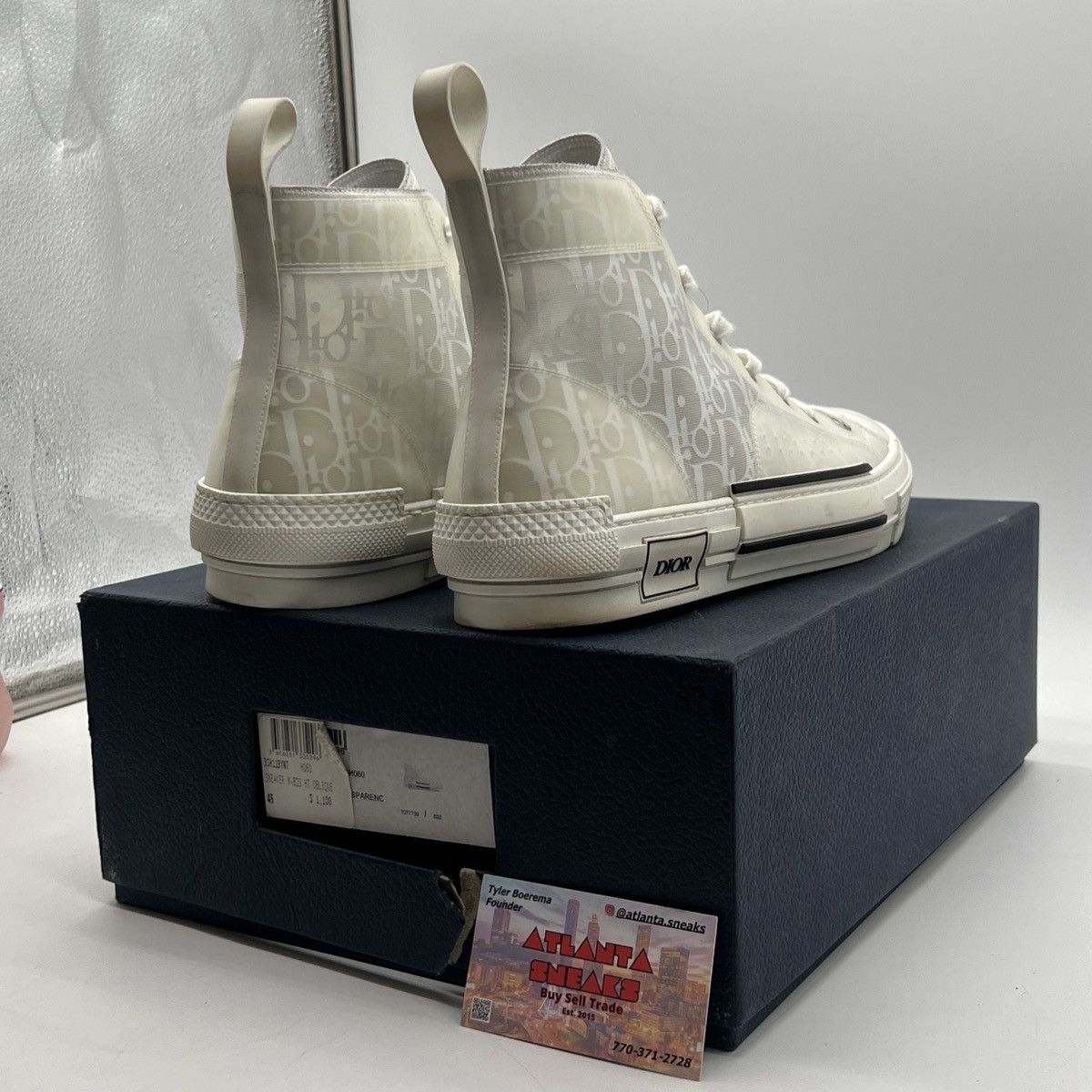 Dior Dior b23 high Dior oblique white Size US 12 / EU 45 - 5 Thumbnail