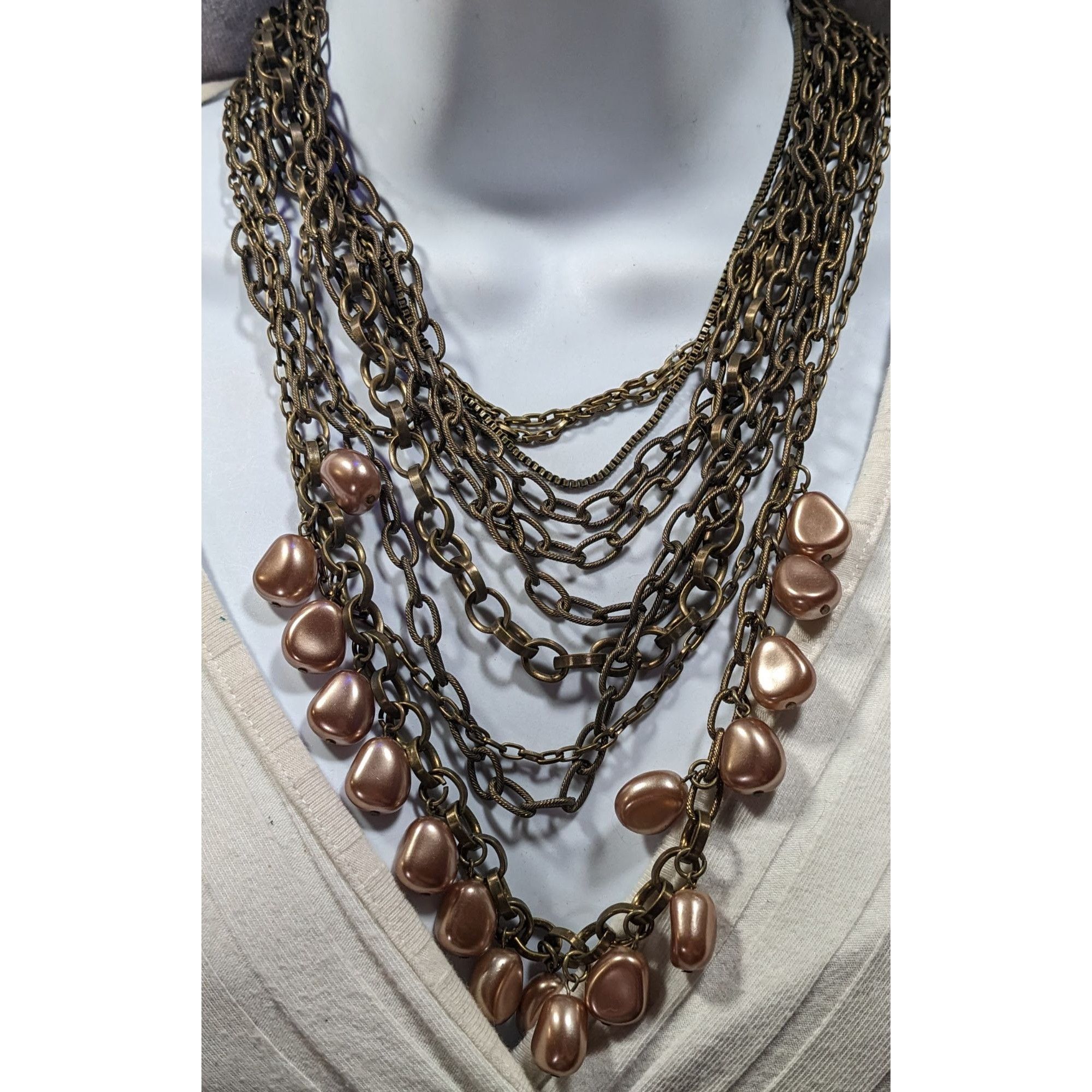 Chicos Chicos Rustic Glam Kyleen Brass Tone And Faux Pearl Multilay Size ONE SIZE - 2 Thumbnail