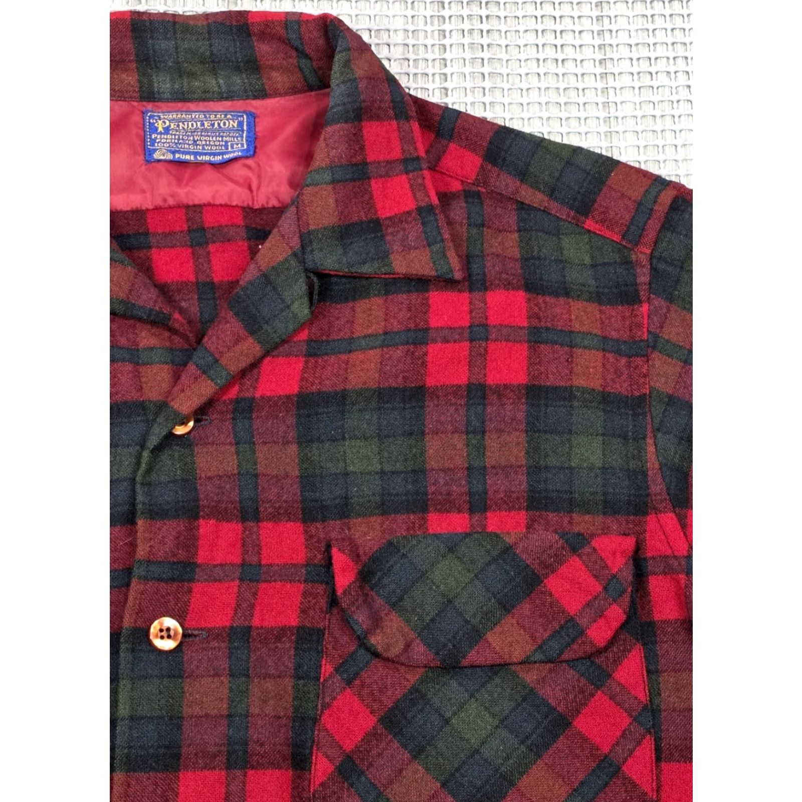 Pendleton VTG Pendleton Board Shirt Plaid Wool Flap Pockets Loop Collar Men's M Camp Shirt Size US M / EU 48-50 / 2 - 4 Thumbnail