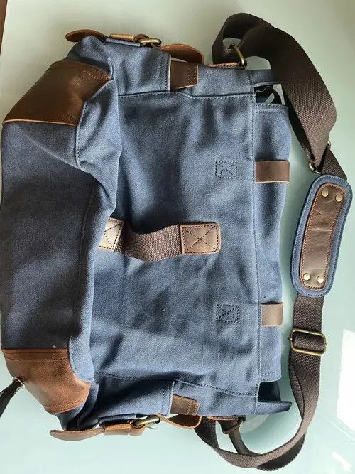 VIBE Unisex Canvas Leather Messenger Bag Size ONE SIZE - 3 Thumbnail