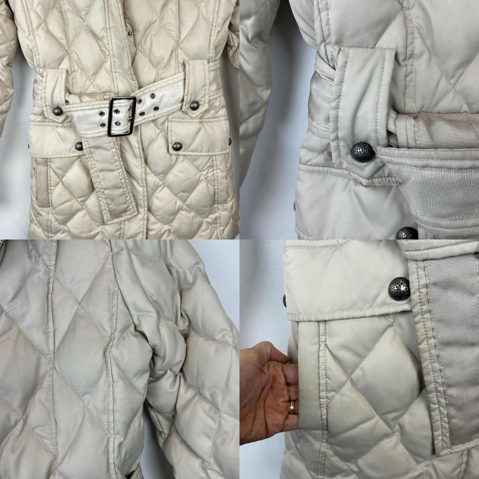 Laundry by Shelli Segal Laundry Down Puffer Coat Womens XS Beige Faux Fur Belted Minimalist Capsule Size S / US 4 / IT 40 - 8 Thumbnail