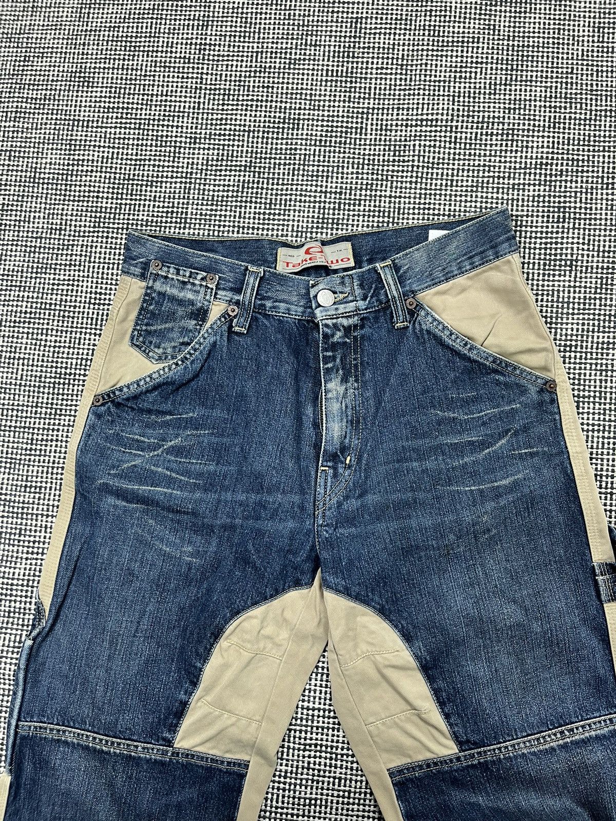 Japanese Brand Take Two denim/chino paneled patchwork jeans rare Size US 29 - 4 Thumbnail