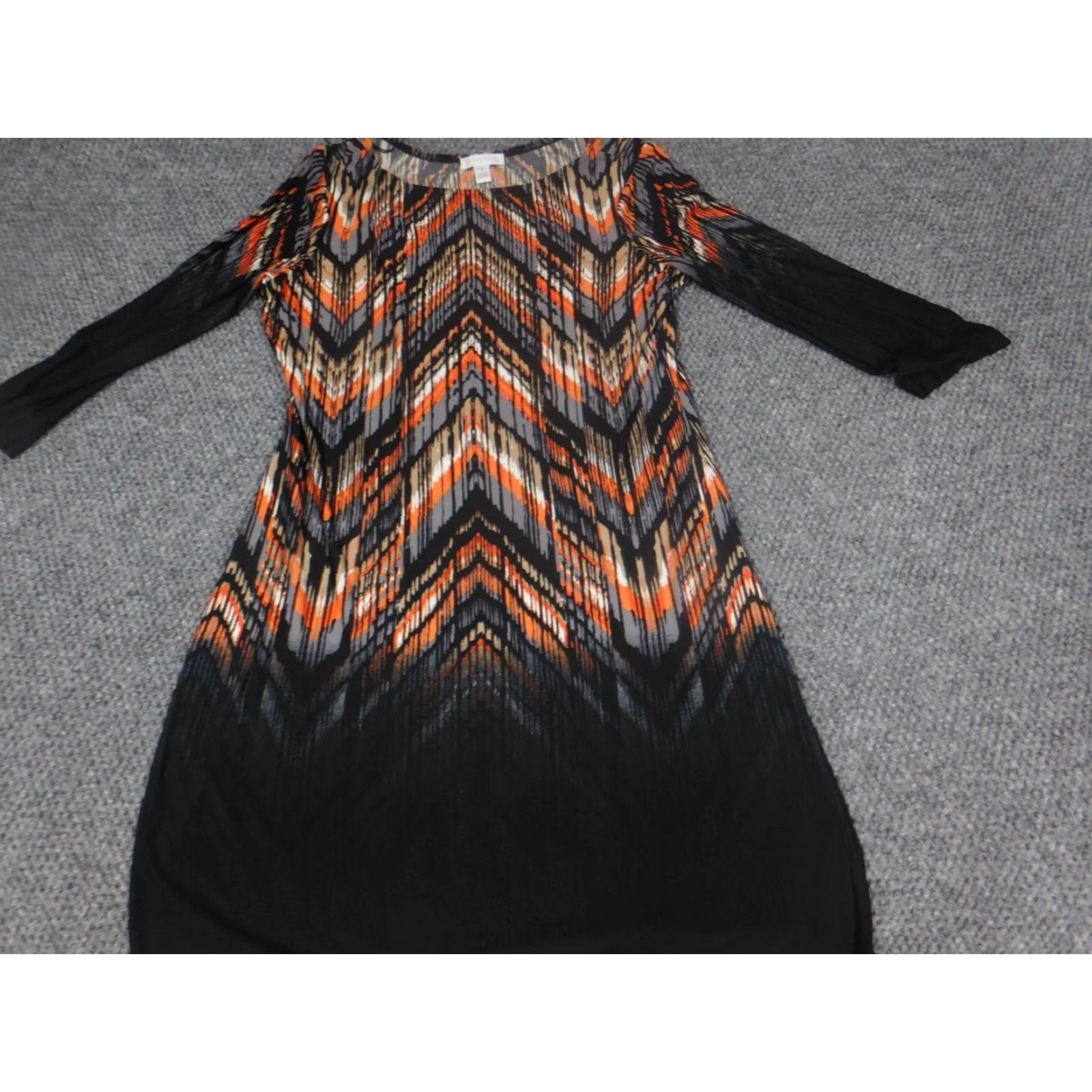 Vintage London Times Womens Dress A-Line Dress 8 Black Long Puff Sleeve Crew Neck Zip Knit Polyester Crochet Stretch Designer Summer Regular Women Size M / US 6-8 / IT 42-44 - 3 Thumbnail