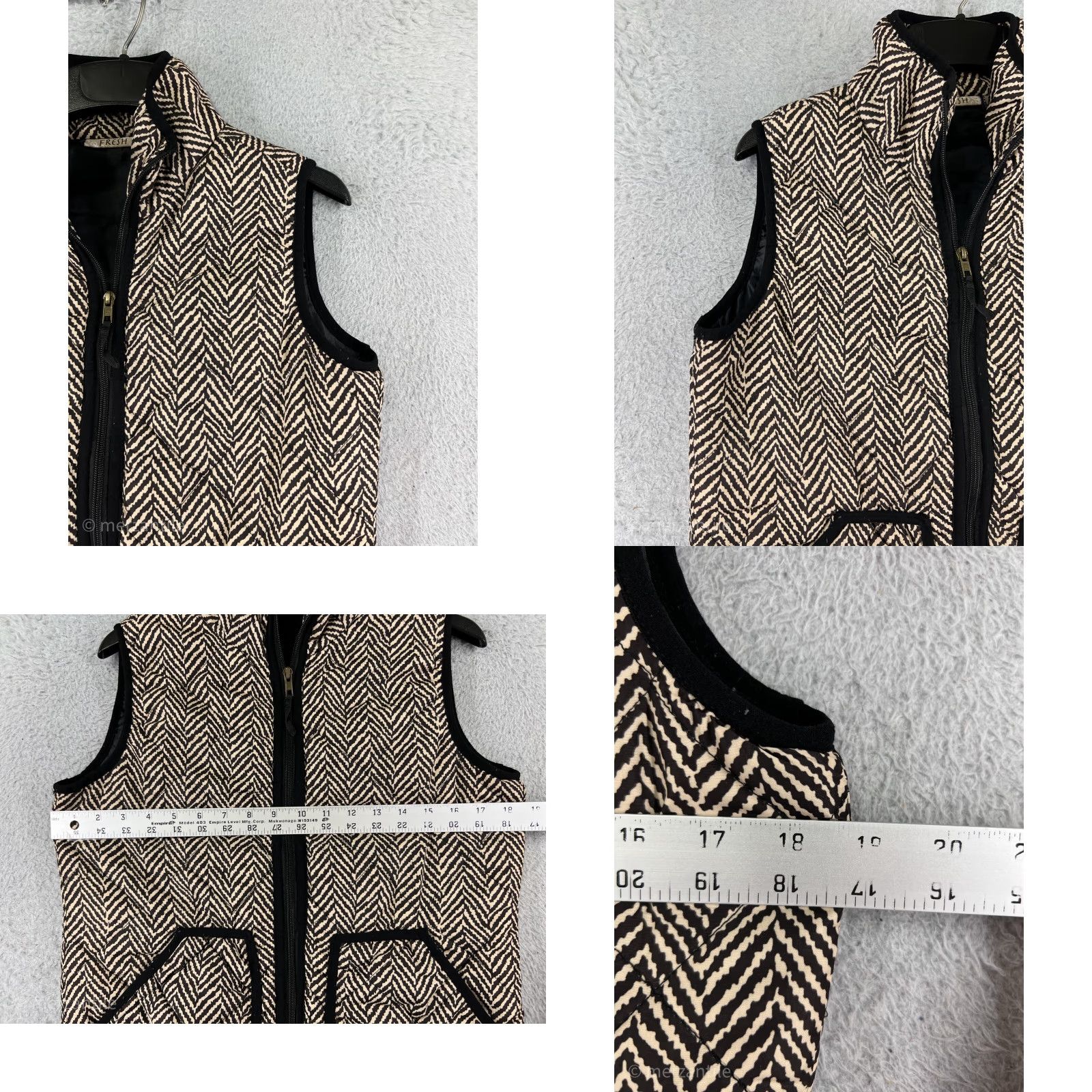 Vintage VINTAGE Fresh Vest Women S Black Beige Chevron Pattern Full Zip Pockets Poly Size S / US 4 / IT 40 - 8 Thumbnail