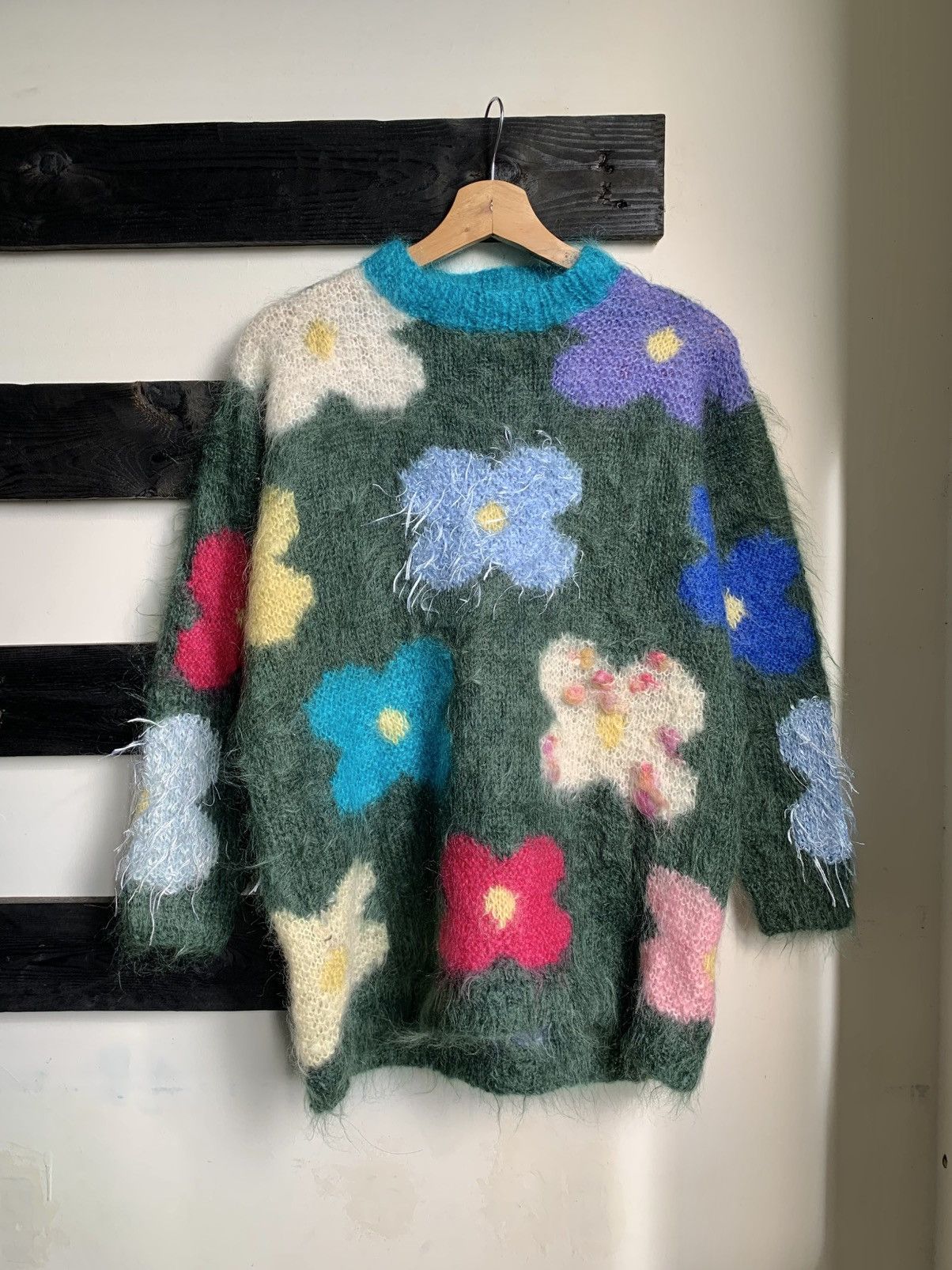 Other Vintage 90s Mohair Floral Knit Sweater Size S / US 4 / IT 40 - 1 Thumbnail