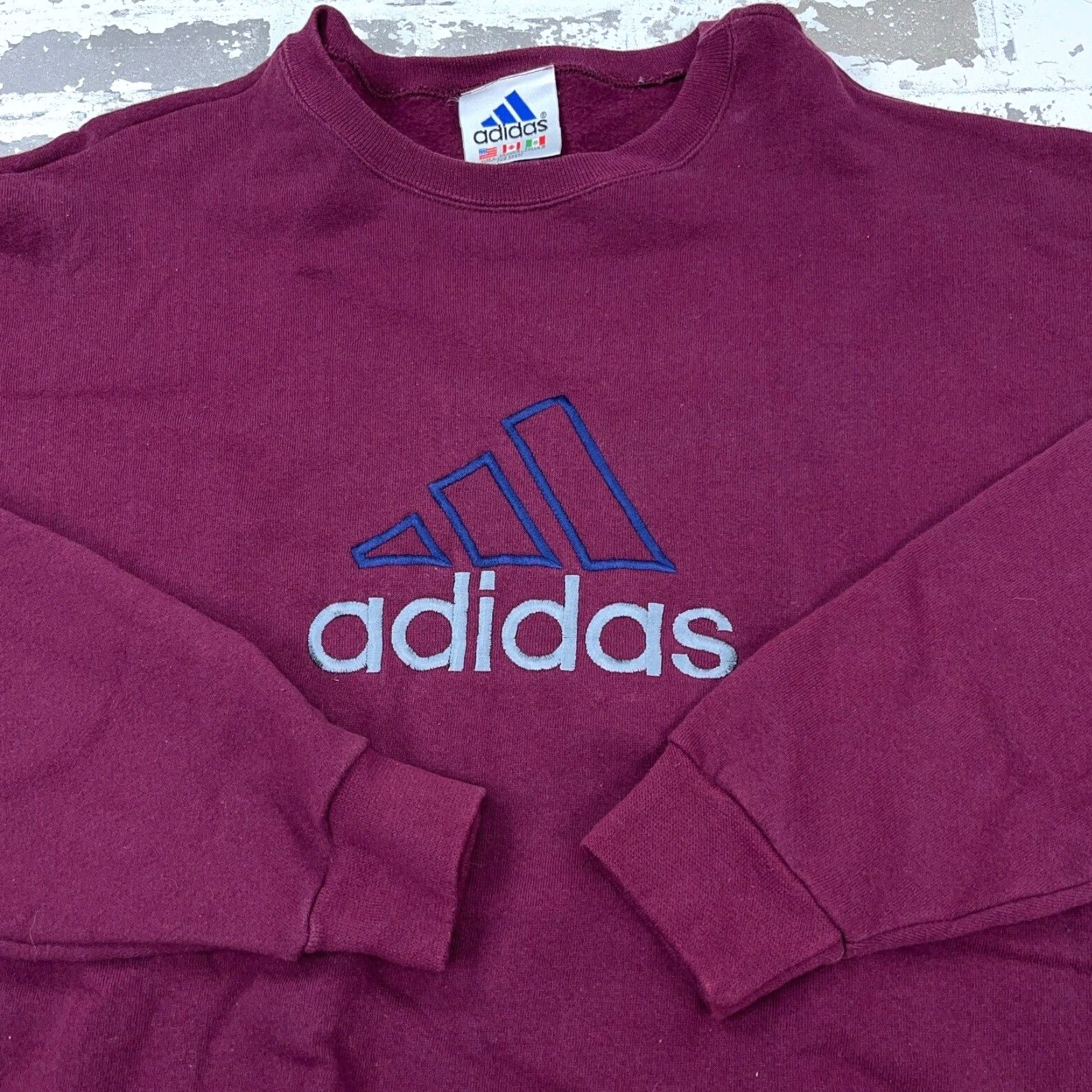 Adidas VINTAGE adidas Sweatshirt Men Large Maroon Crew Neck Sweater USA 90s Y2K Sewn * Size US L / EU 52-54 / 3 - 2 Thumbnail