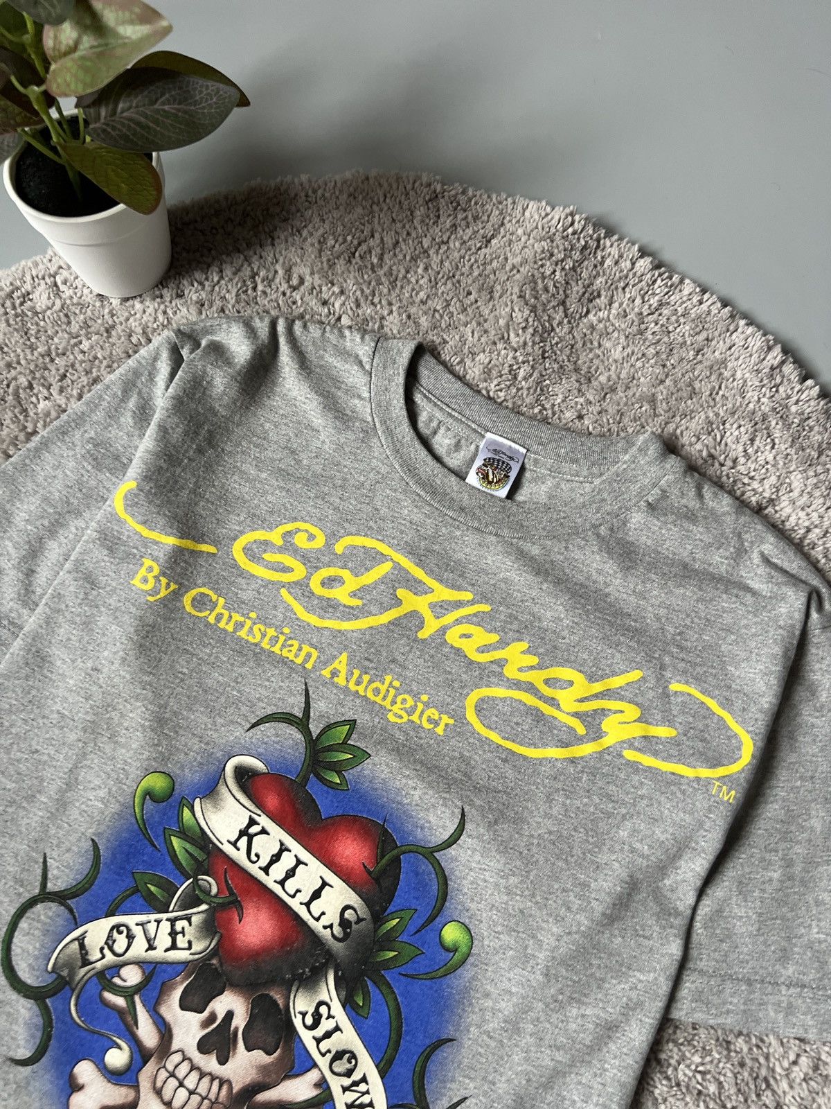 Ed Hardy × Vintage Vintage Ed Hardy Kill Love Brilliant T shirt Y2k Style Size US L / EU 52-54 / 3 - 2 Thumbnail