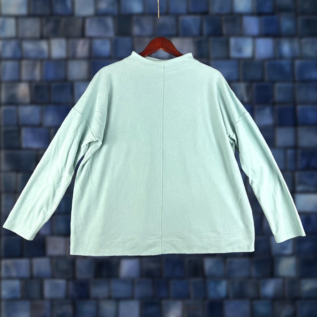J. Jill J. Jill Top Womens Large Green Stretch Knit Mock Neck Long Sleeve Pullover Shirt Size L / US 10 / IT 46 - 1 Thumbnail