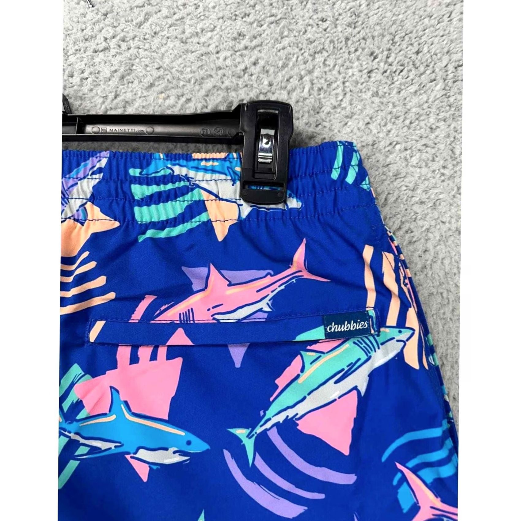 Chubbies Chubbies Short Board Shorts Mens Medium Blue The Daddy Shark Lined Beach 5.5 Inseam Elastic Drawstring Polyester Spandex Size US 31 - 7 Thumbnail
