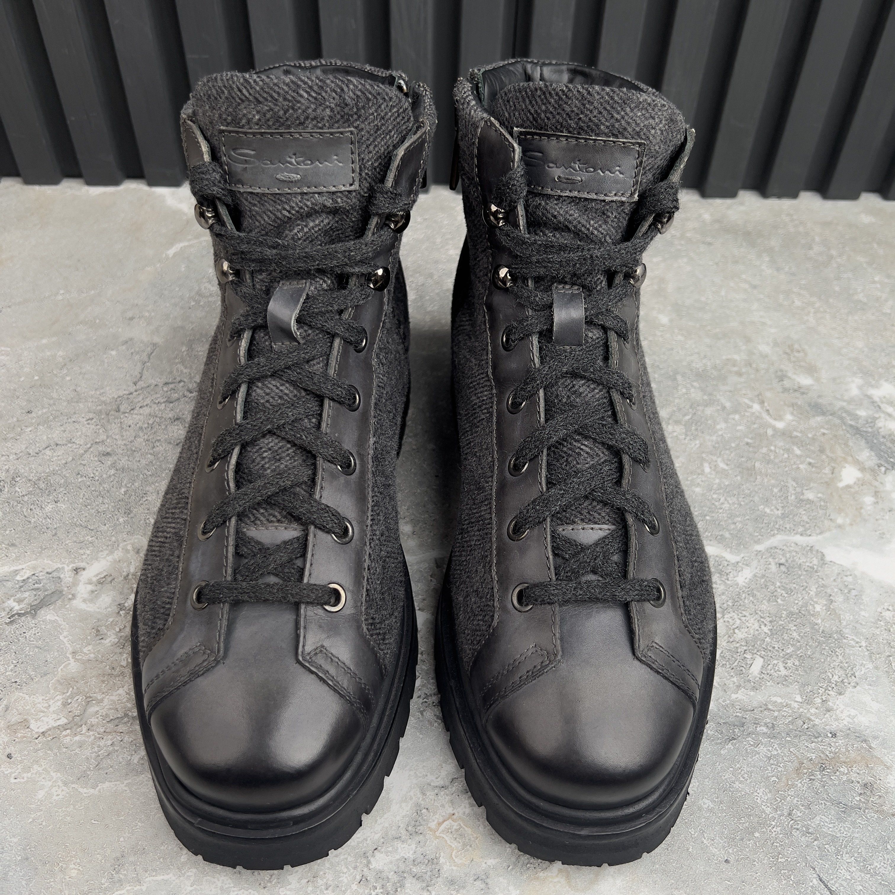 Santoni Anfibio Boots Wool Leather Lace-Up Hiking Boots Size US 8.5 / EU 41-42 - 3 Thumbnail