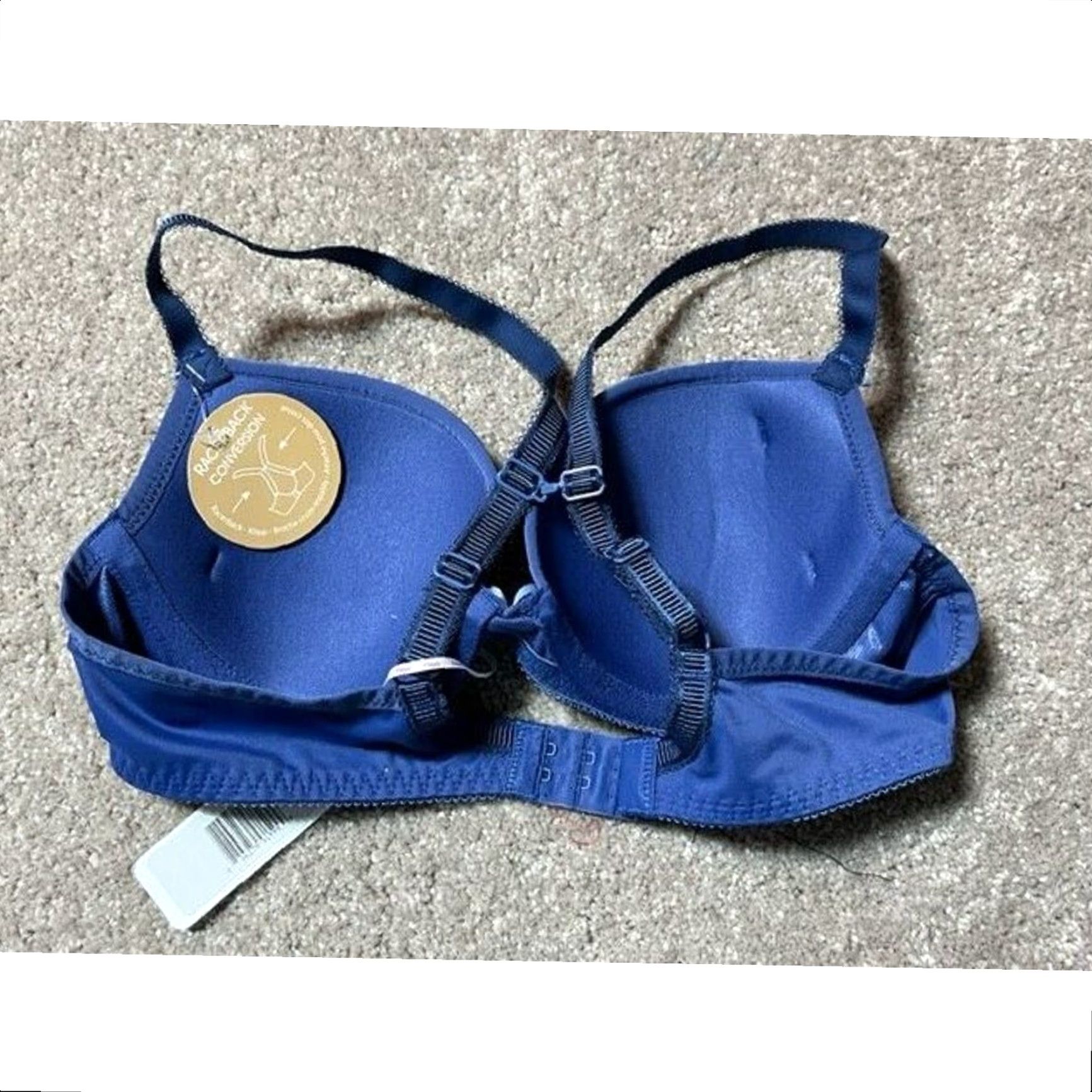 Vintage Freya Bra 32C Underwire Padded Lace T-Shirt Bra Racerback Hook & Eye Women Regular Blue 32C Vintage No Size ONE SIZE - 3 Thumbnail