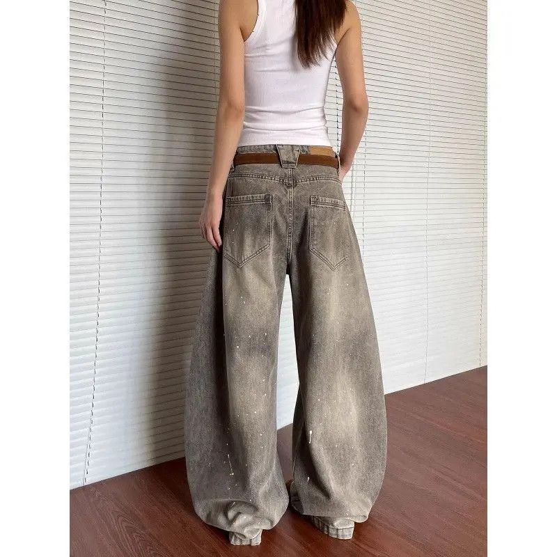 Japanese Brand Retro loose grey splashed ink jeans Size US 32 / EU 48 - 4 Thumbnail