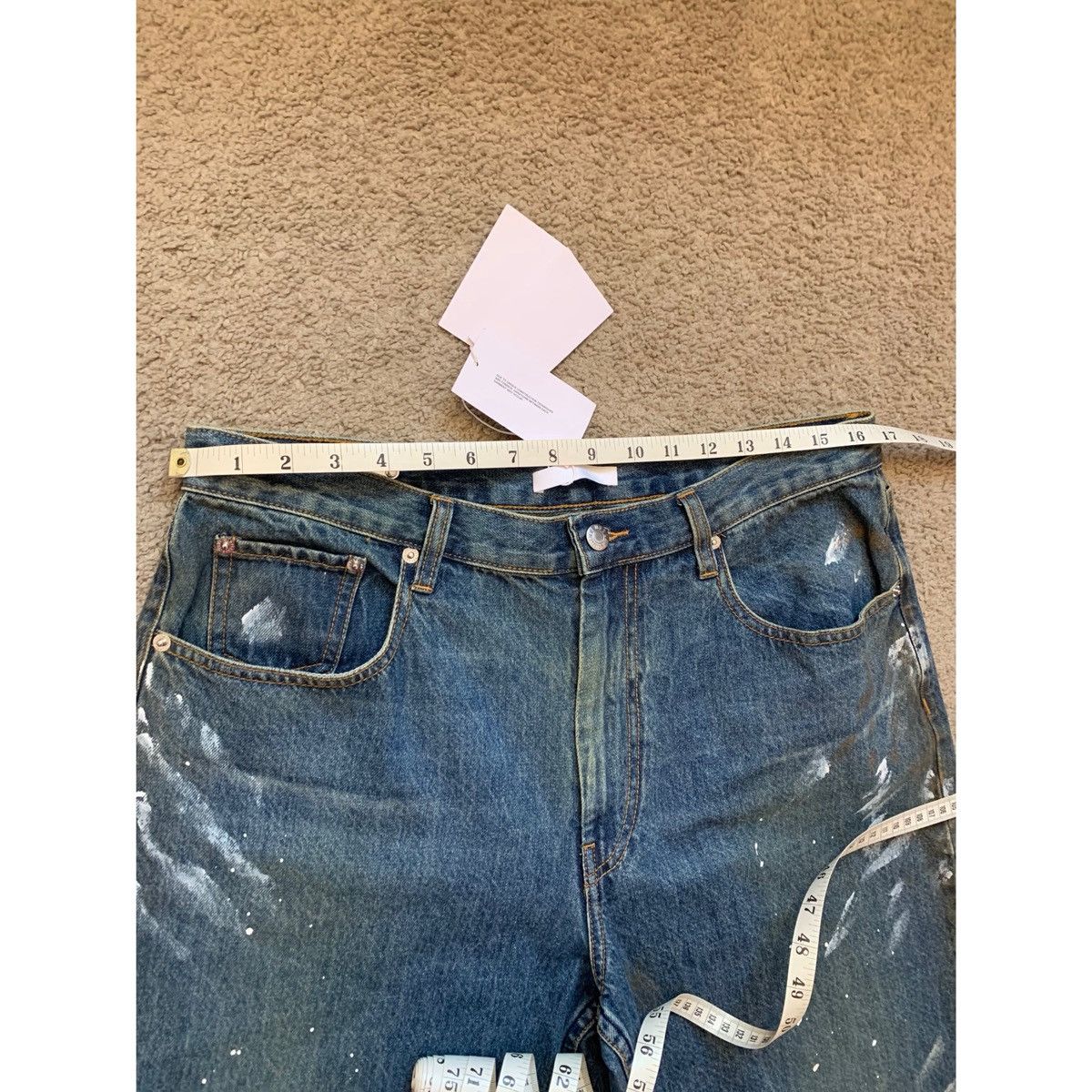 Helmut Lang HELMUT LANG CROPPED PAINT SPLATTER WIDE LEG JEANS Size US 34 / EU 50 - 20 Thumbnail